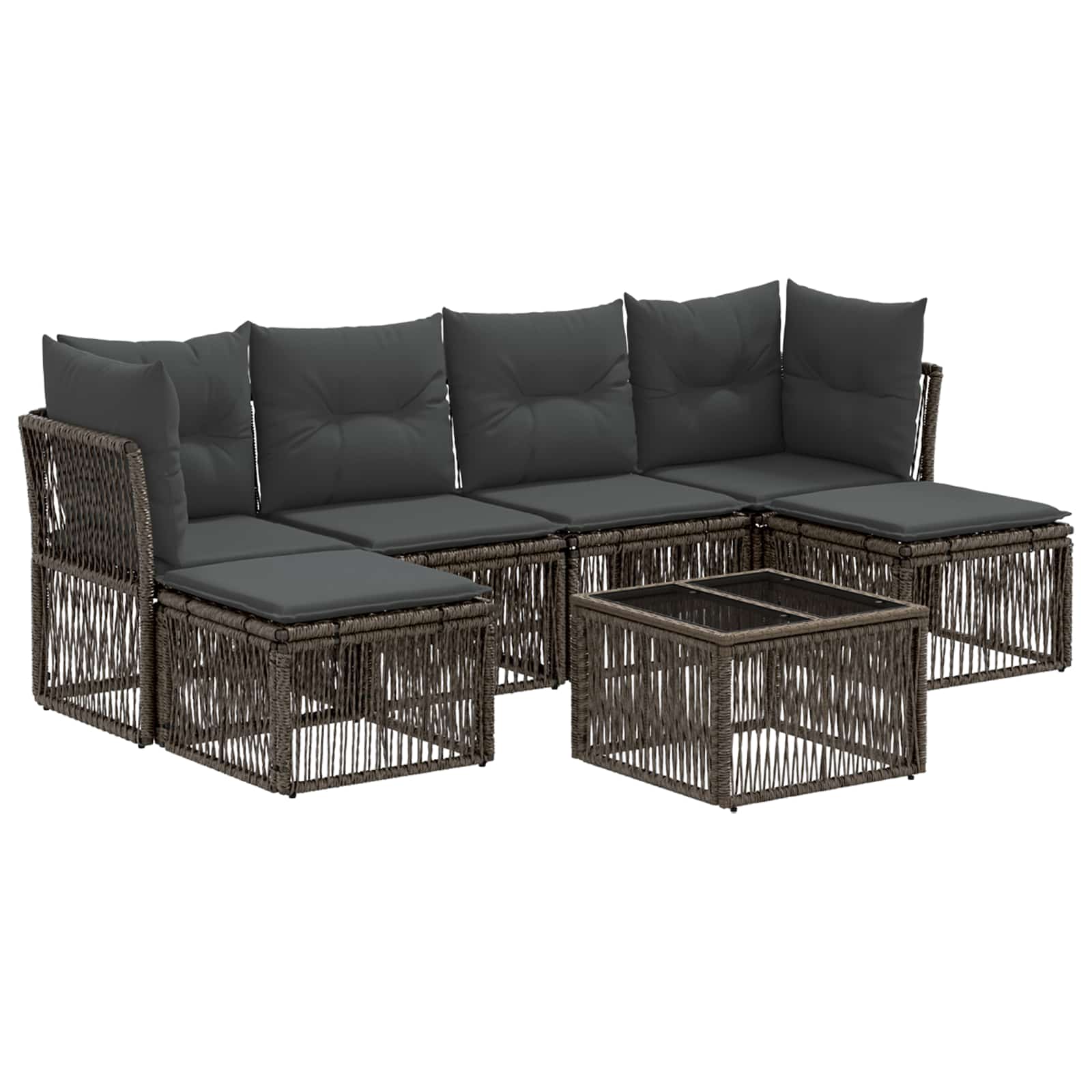 Set Divano da Giardino 7 pz Grigio polyrattan