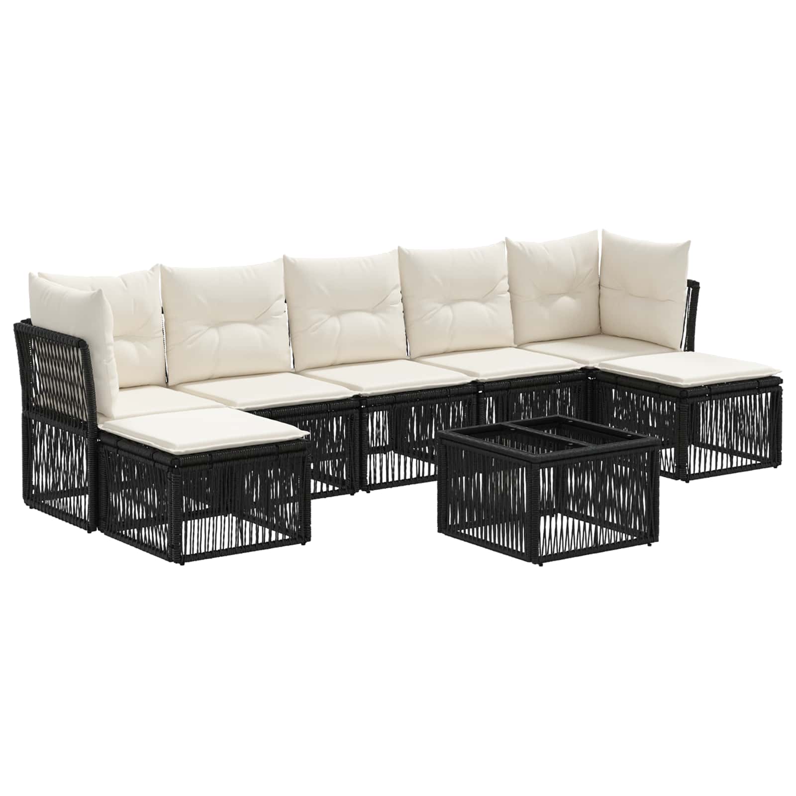 Set Divano da Giardino 8 pz Nero polyrattan