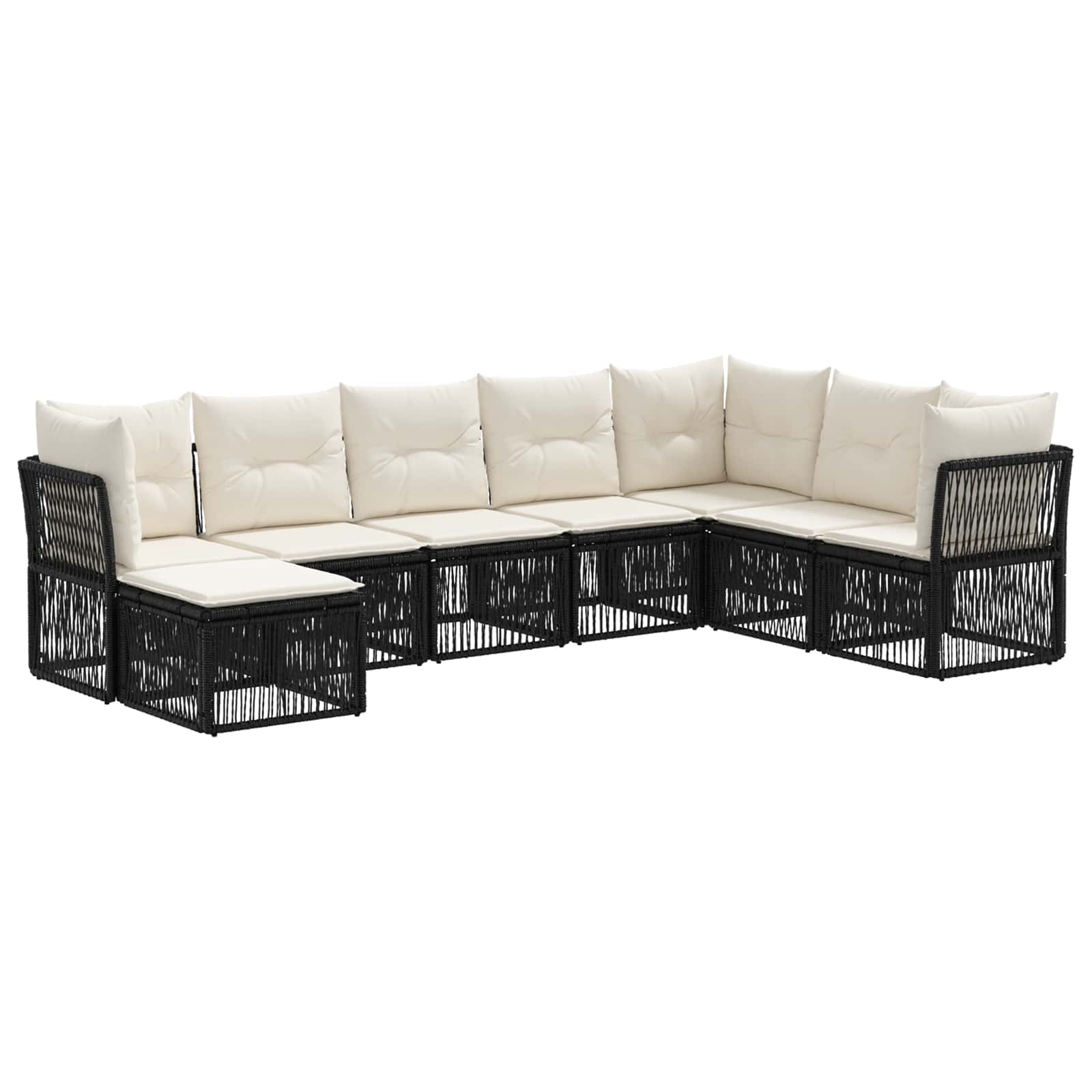 Set Divano da Giardino 8 pz Nero polyrattan