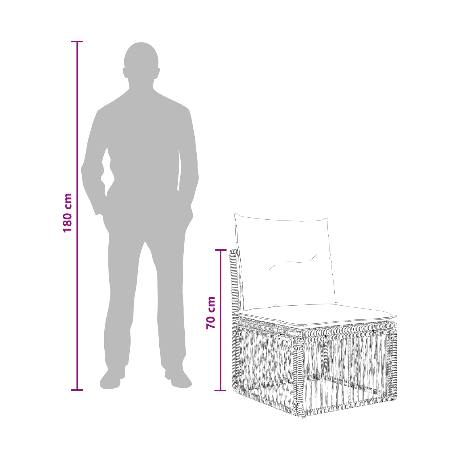 Set Divano da Giardino 9 pz Nero polyrattan
