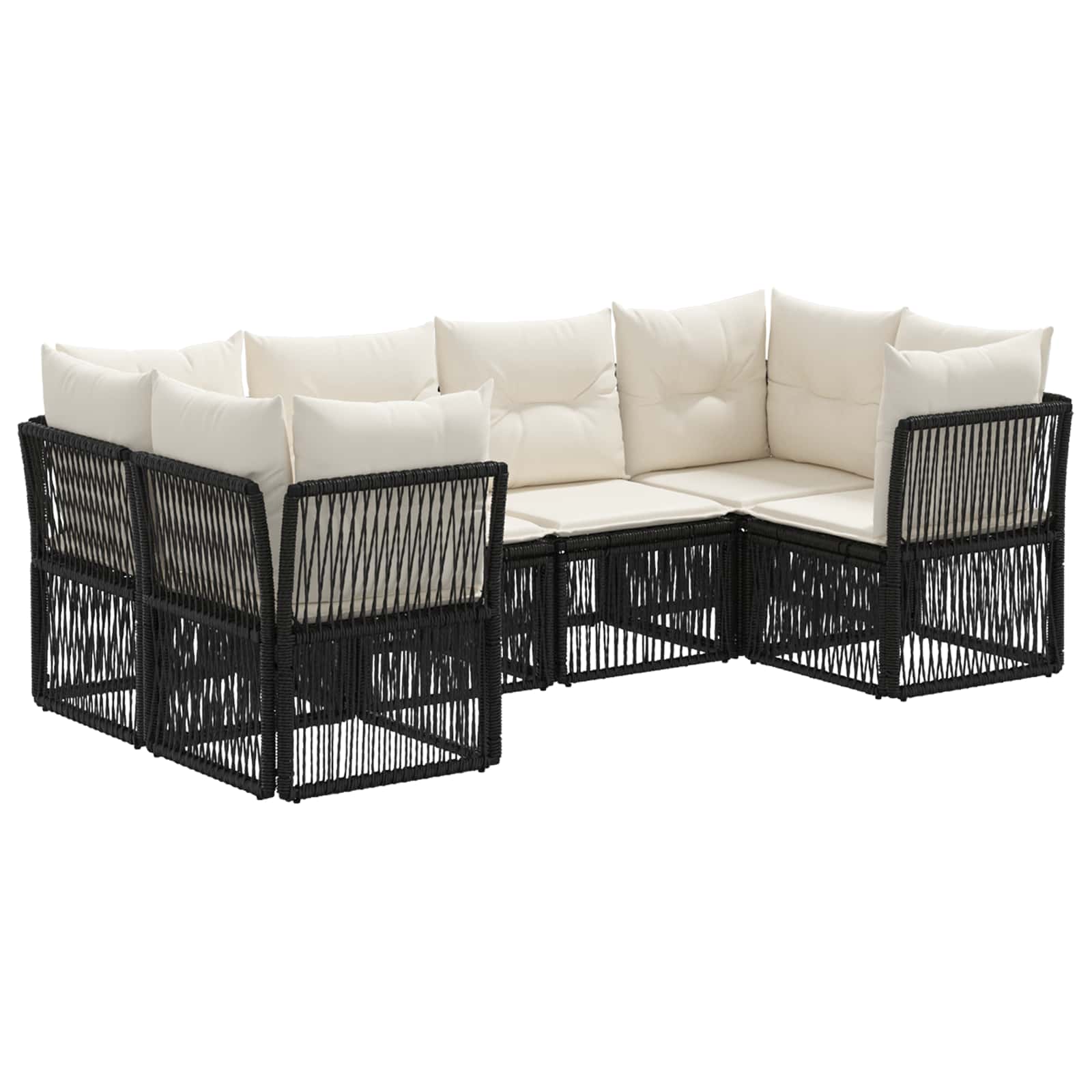 Set Divano da Giardino 6 pz 6-Numero di posti Nero polyrattan