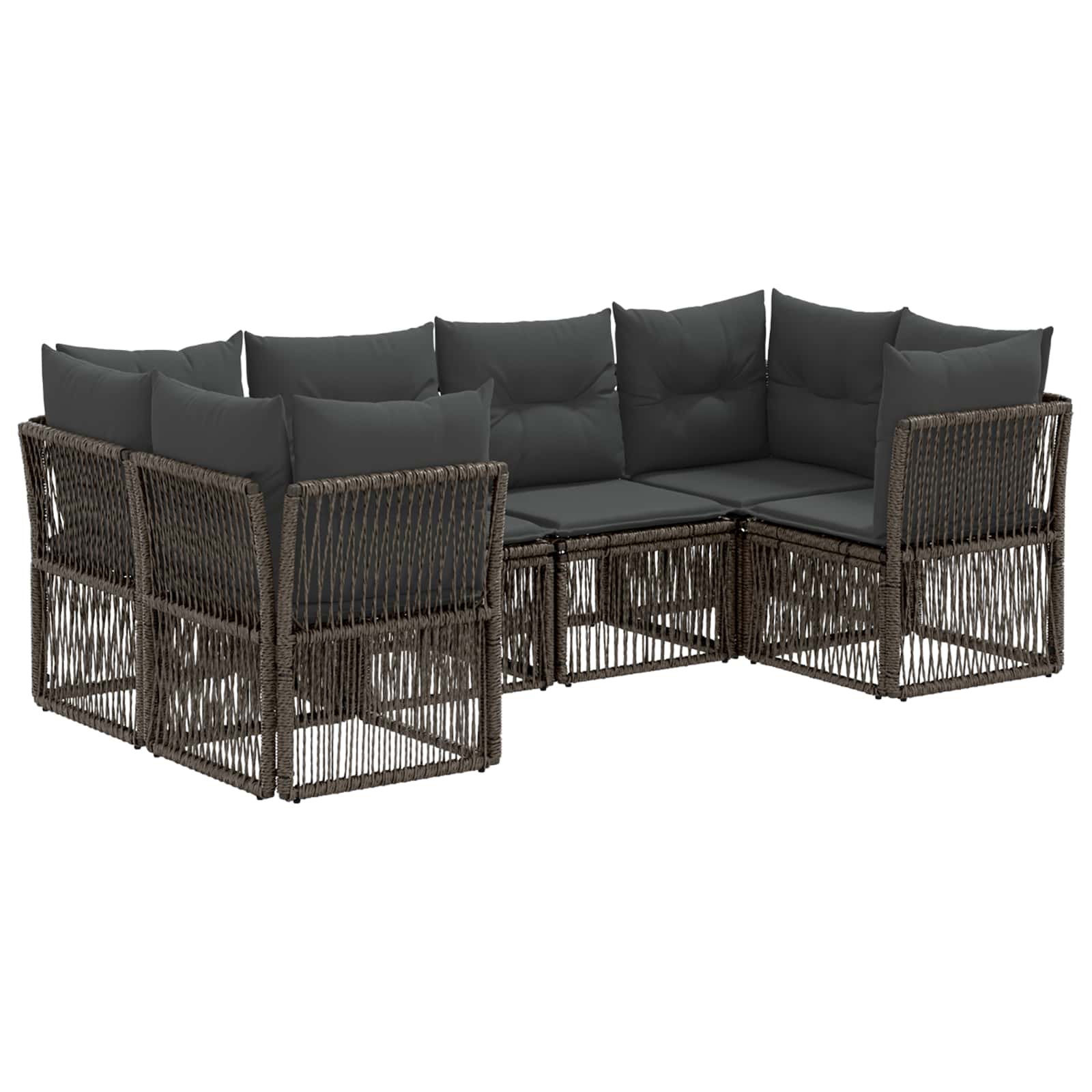 Set Divano da Giardino 6 pz 6-Numero di posti Grigio polyrattan
