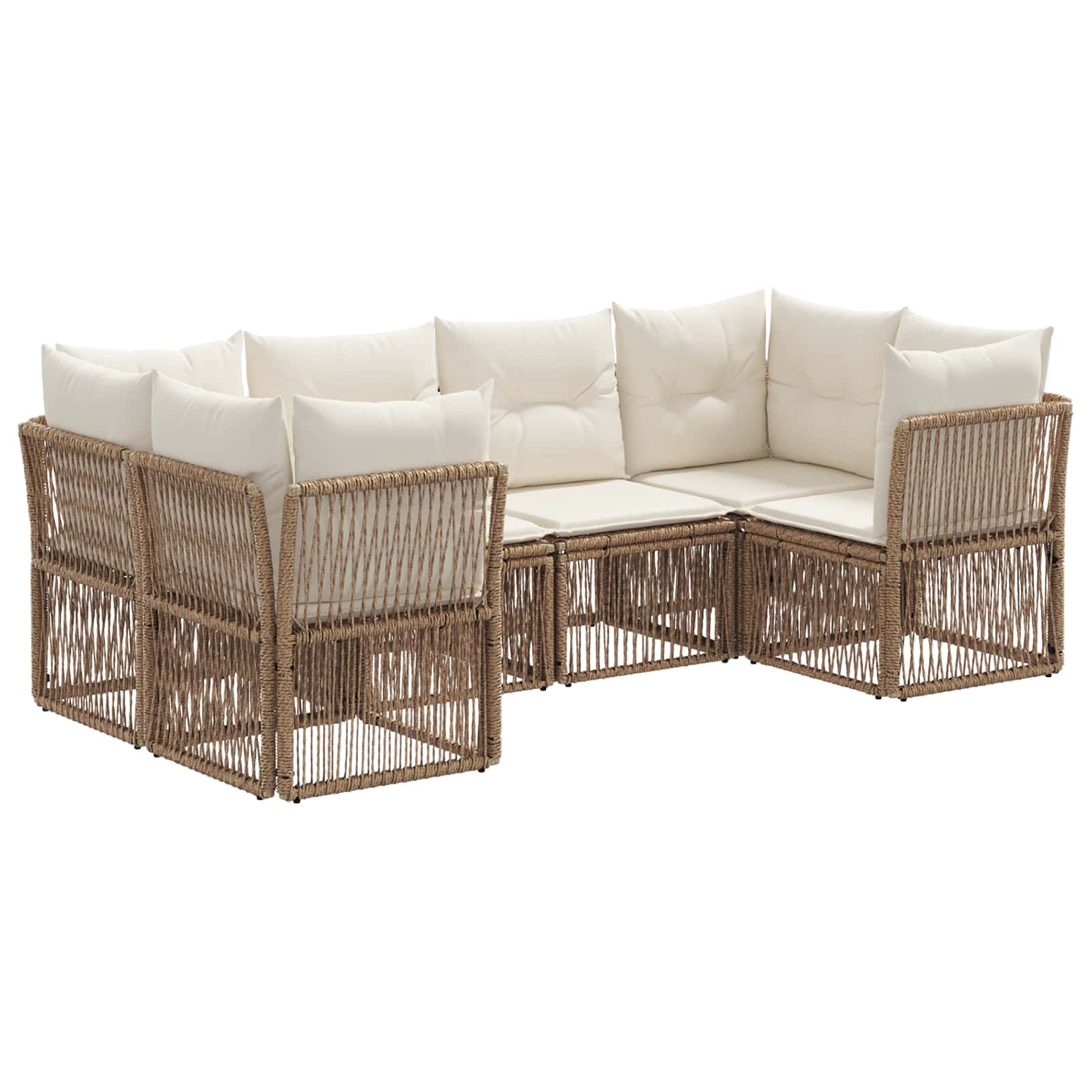 Set Divano da Giardino 6 pz 6-Numero di posti Beige polyrattan