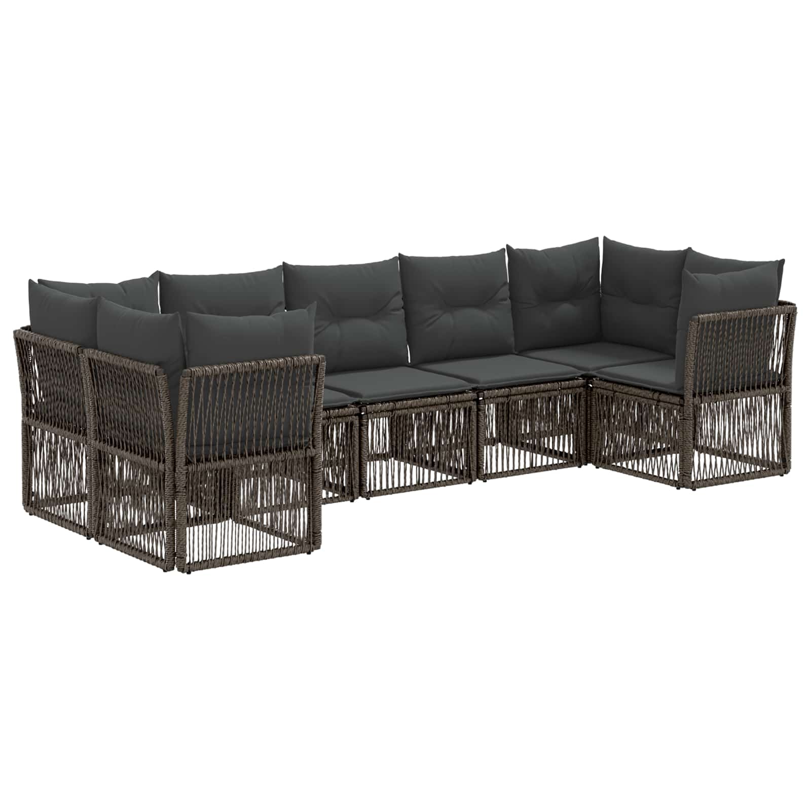 Set Divano da Giardino 7 pz 7-Numero di posti Grigio polyrattan