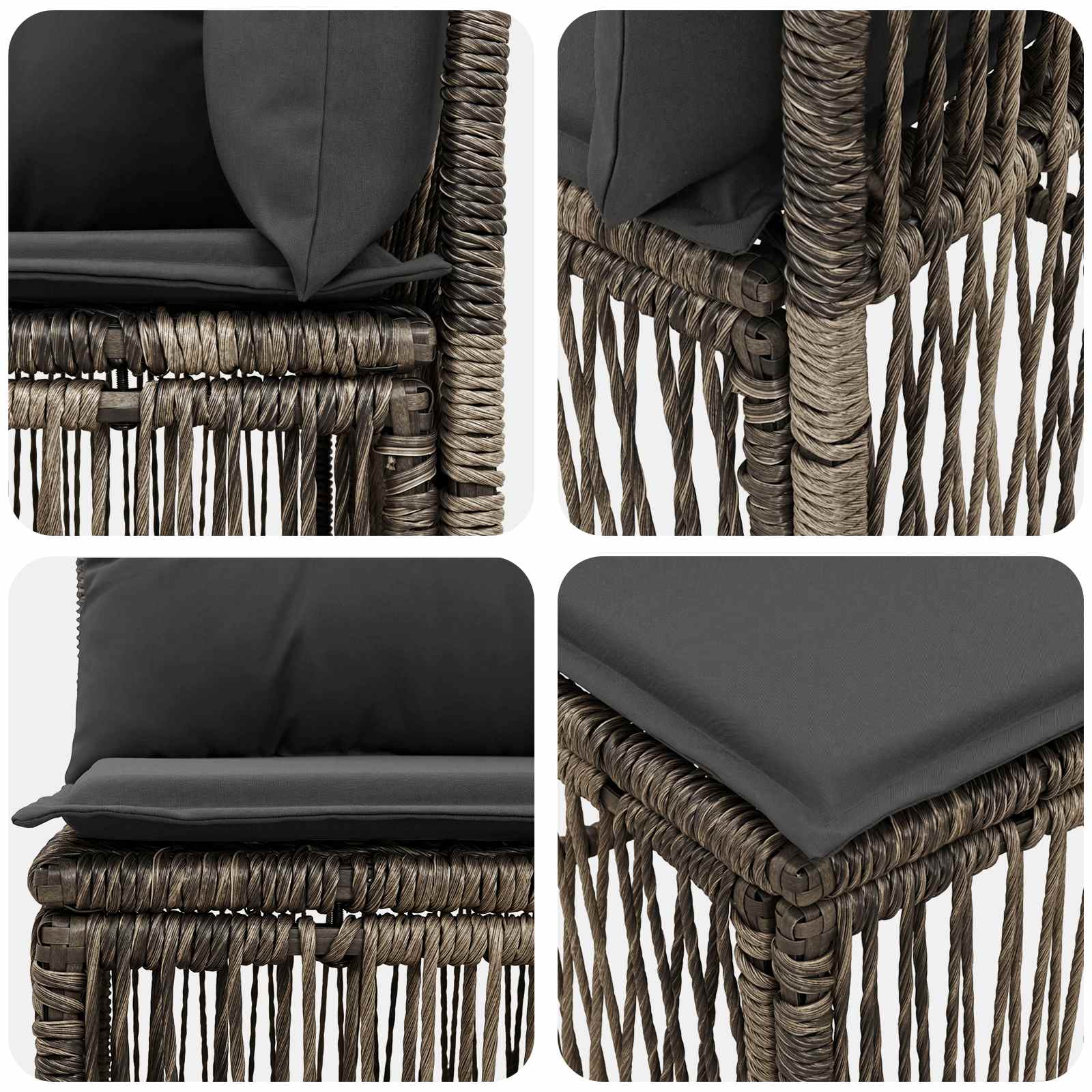 Set Divano da Giardino 7 pz 7-Numero di posti Grigio polyrattan