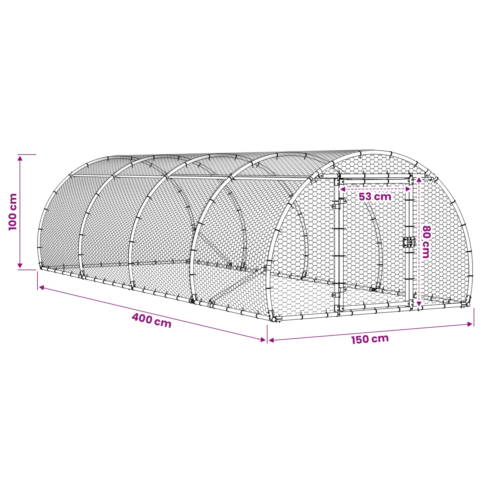 Pollaio Argento 400 x 150 x 100 cm Acciaio zincato