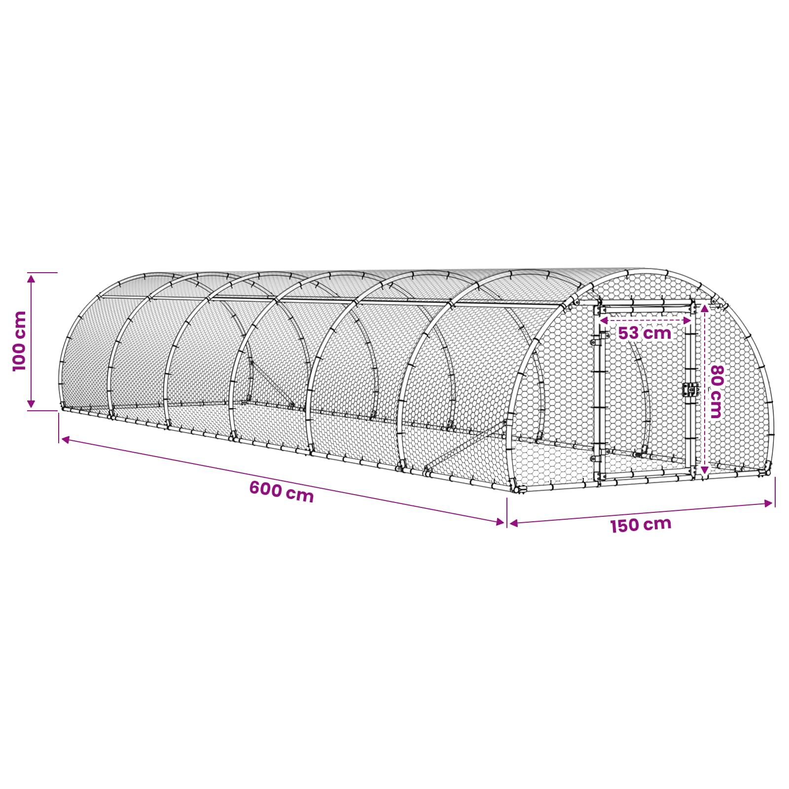 Pollaio Argento 600 x 150 x 100 cm Acciaio zincato