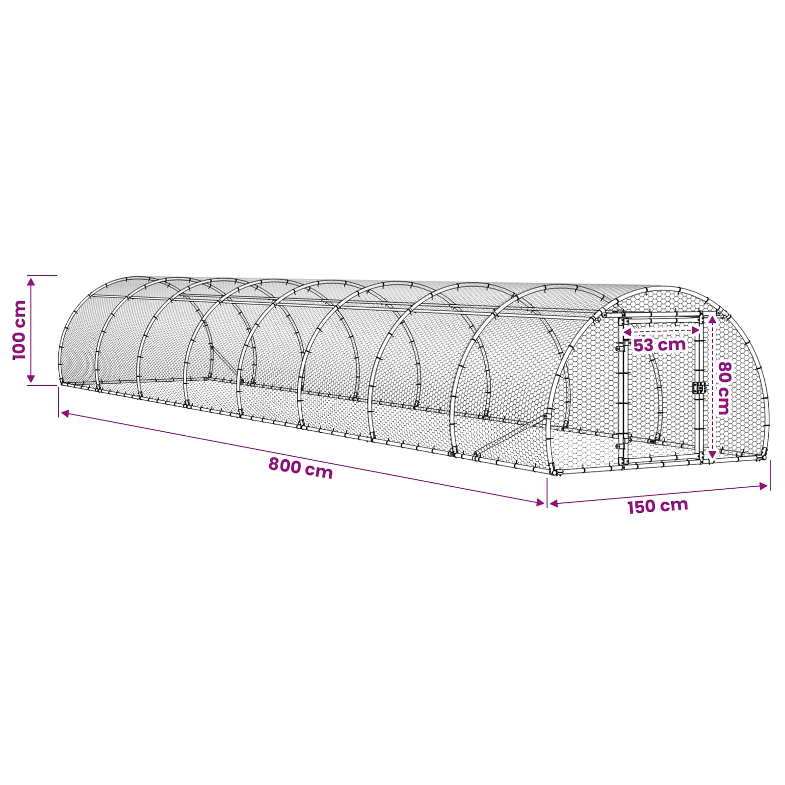 Pollaio Argento 800 x 150 x 100 cm Acciaio zincato