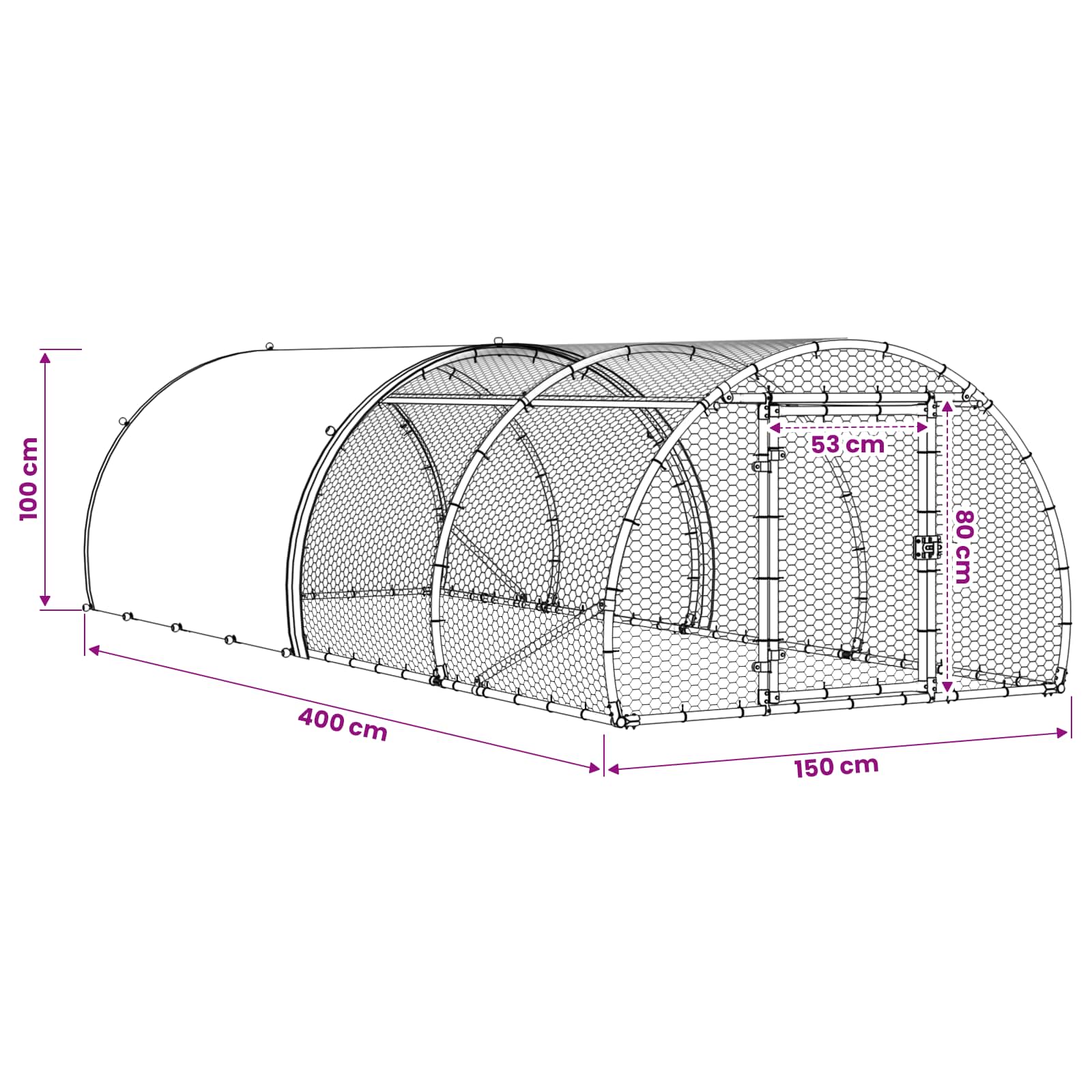 Pollaio Argento 400 x 150 x 100 cm Acciaio zincato
