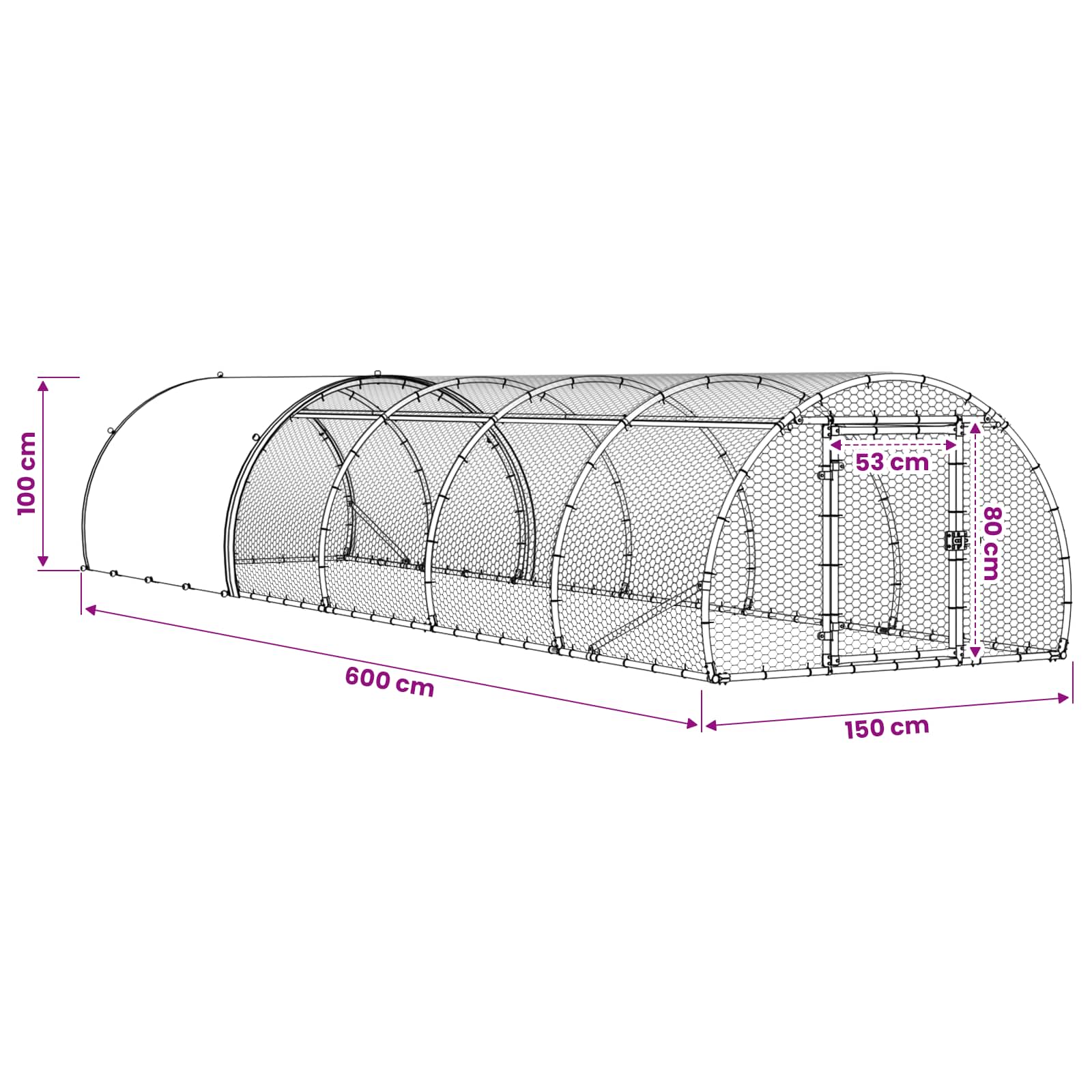 Pollaio Argento 600 x 150 x 100 cm Acciaio zincato