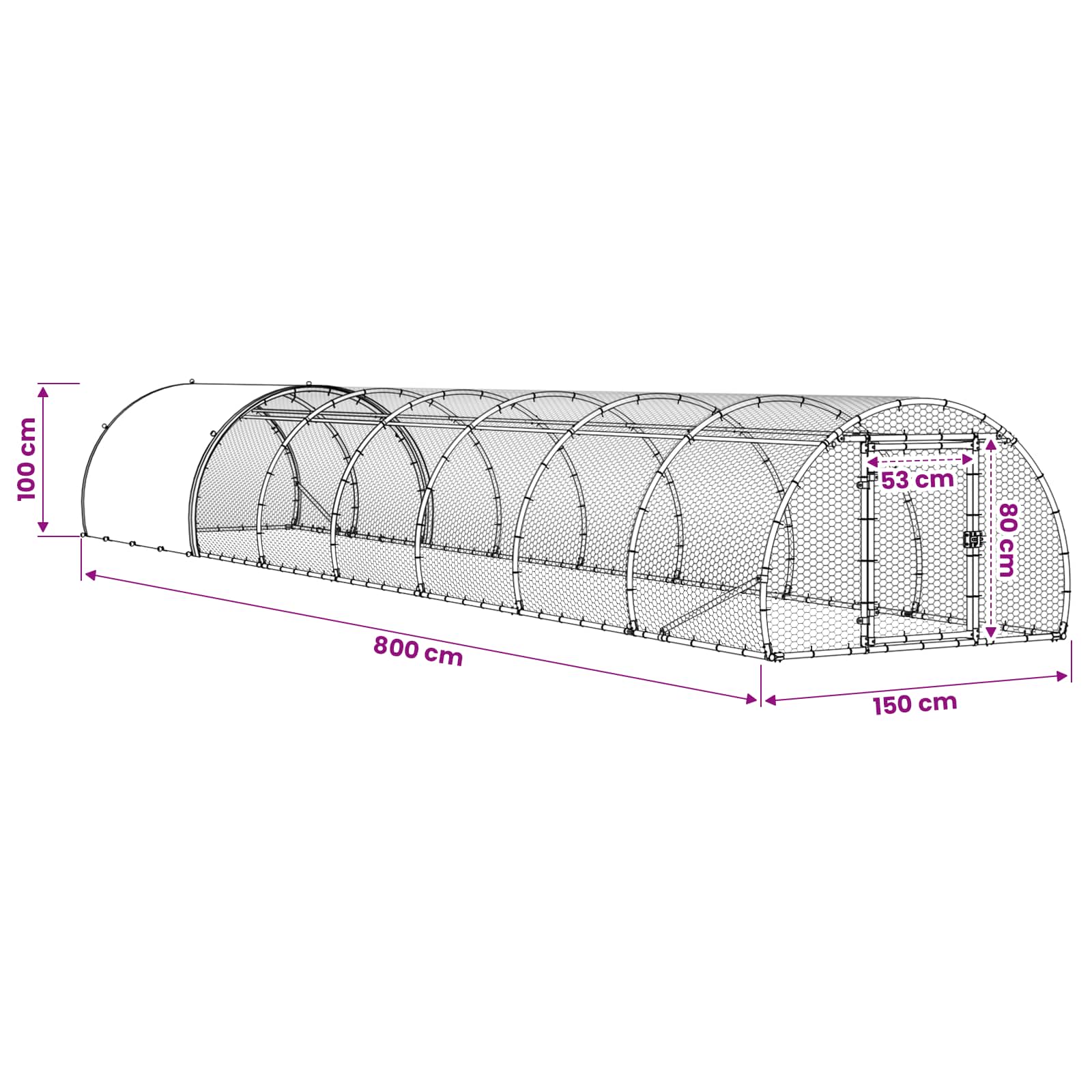 Pollaio Argento 800 x 150 x 100 cm Acciaio zincato