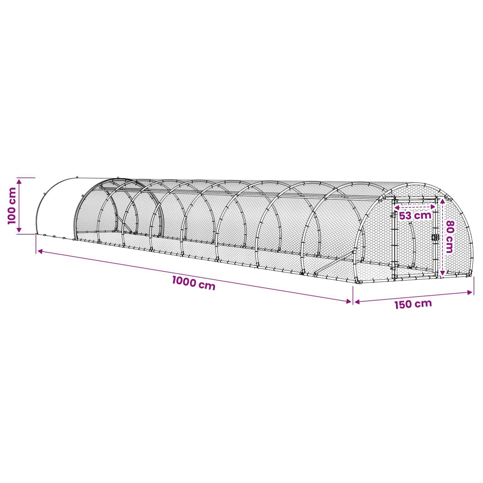 Pollaio Argento 1000 x 150 x 100 cm Acciaio zincato