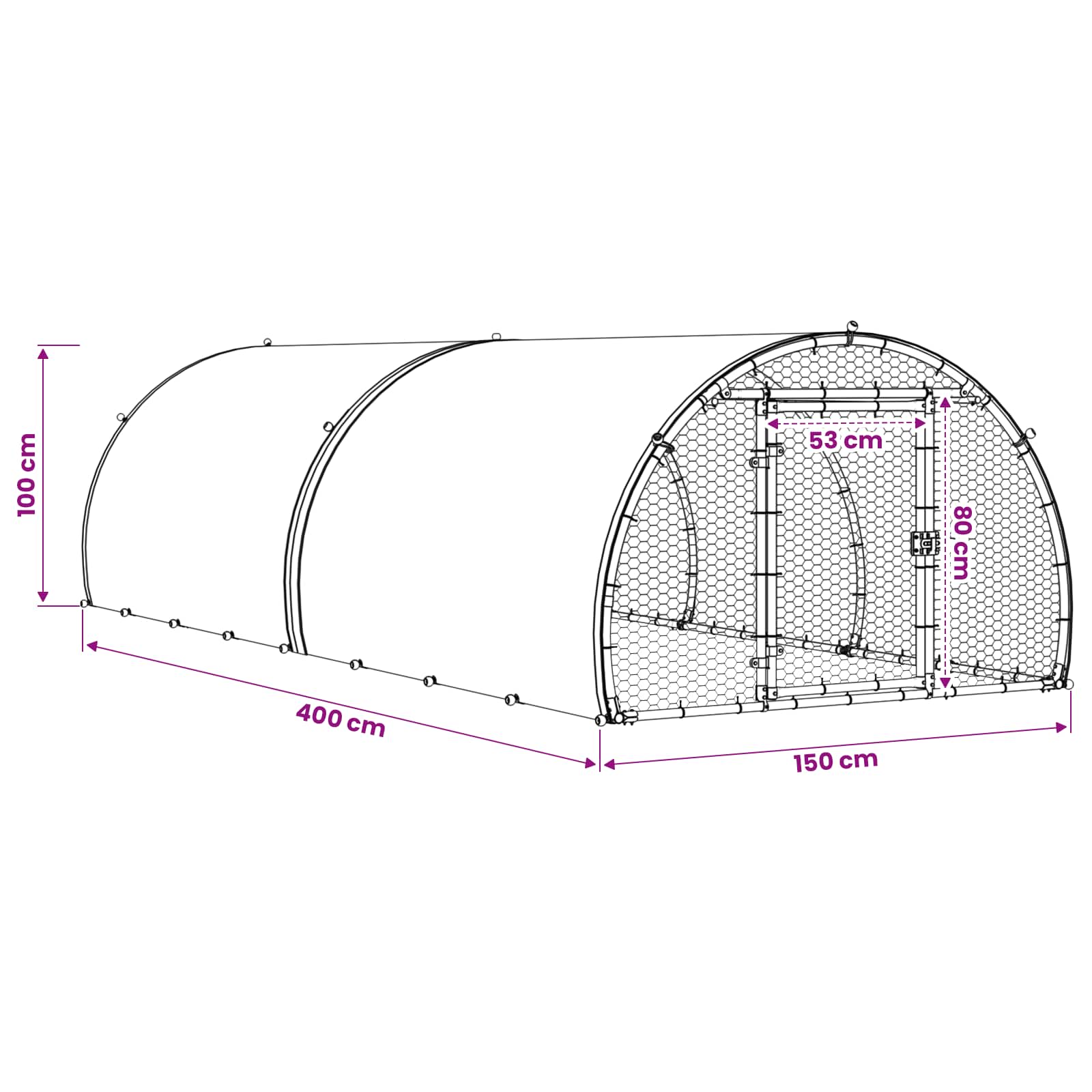 Pollaio Argento 400 x 150 x 100 cm Acciaio zincato