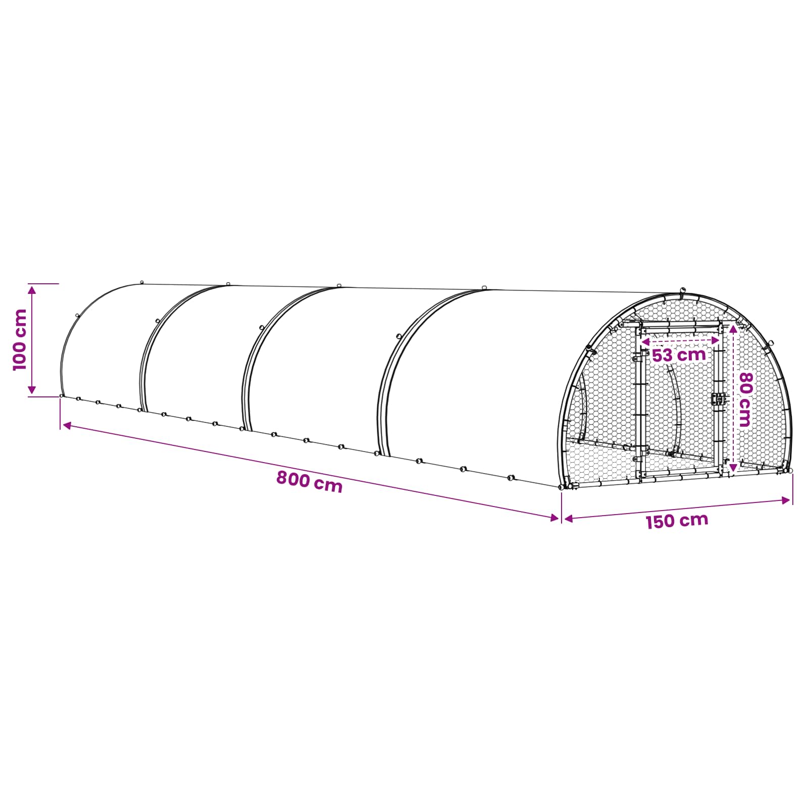 Pollaio Argento 800 x 150 x 100 cm Acciaio zincato