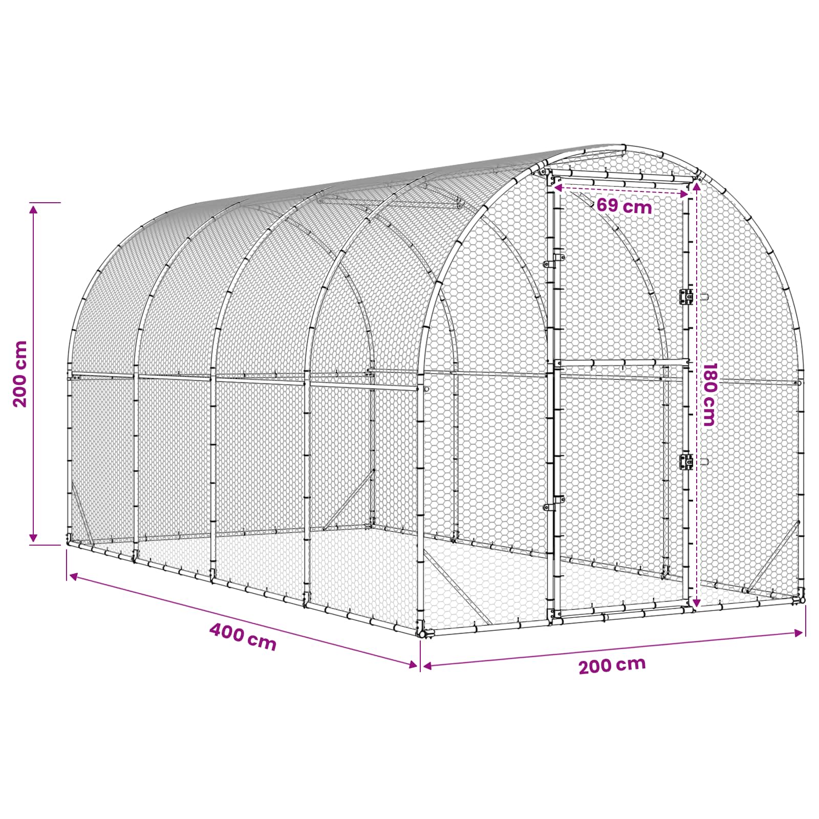 Pollaio Argento 400 x 200 x 200 cm Acciaio zincato