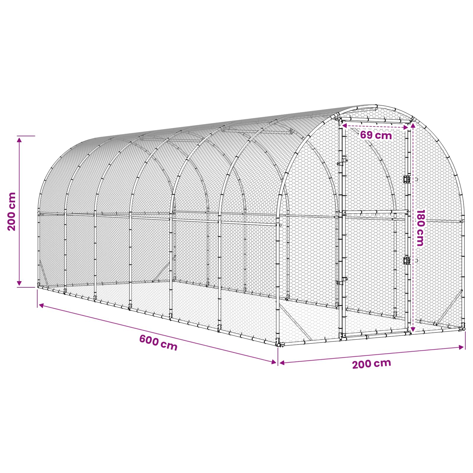 Pollaio Argento 600 x 200 x 200 cm Acciaio zincato