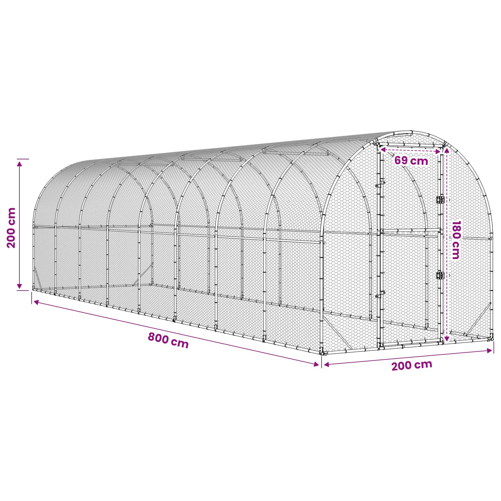 Pollaio Argento 800 x 200 x 200 cm Acciaio zincato