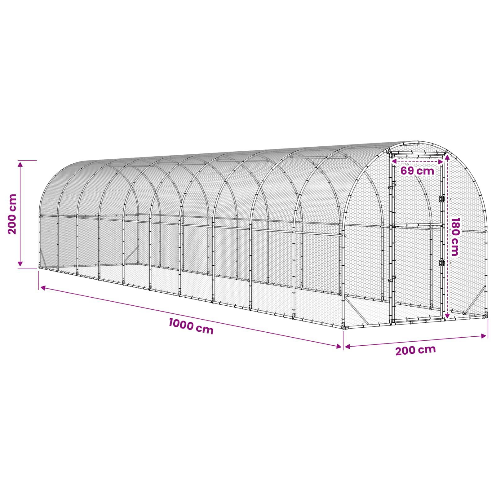 Pollaio Argento 1000 x 200 x 200 cm Acciaio zincato