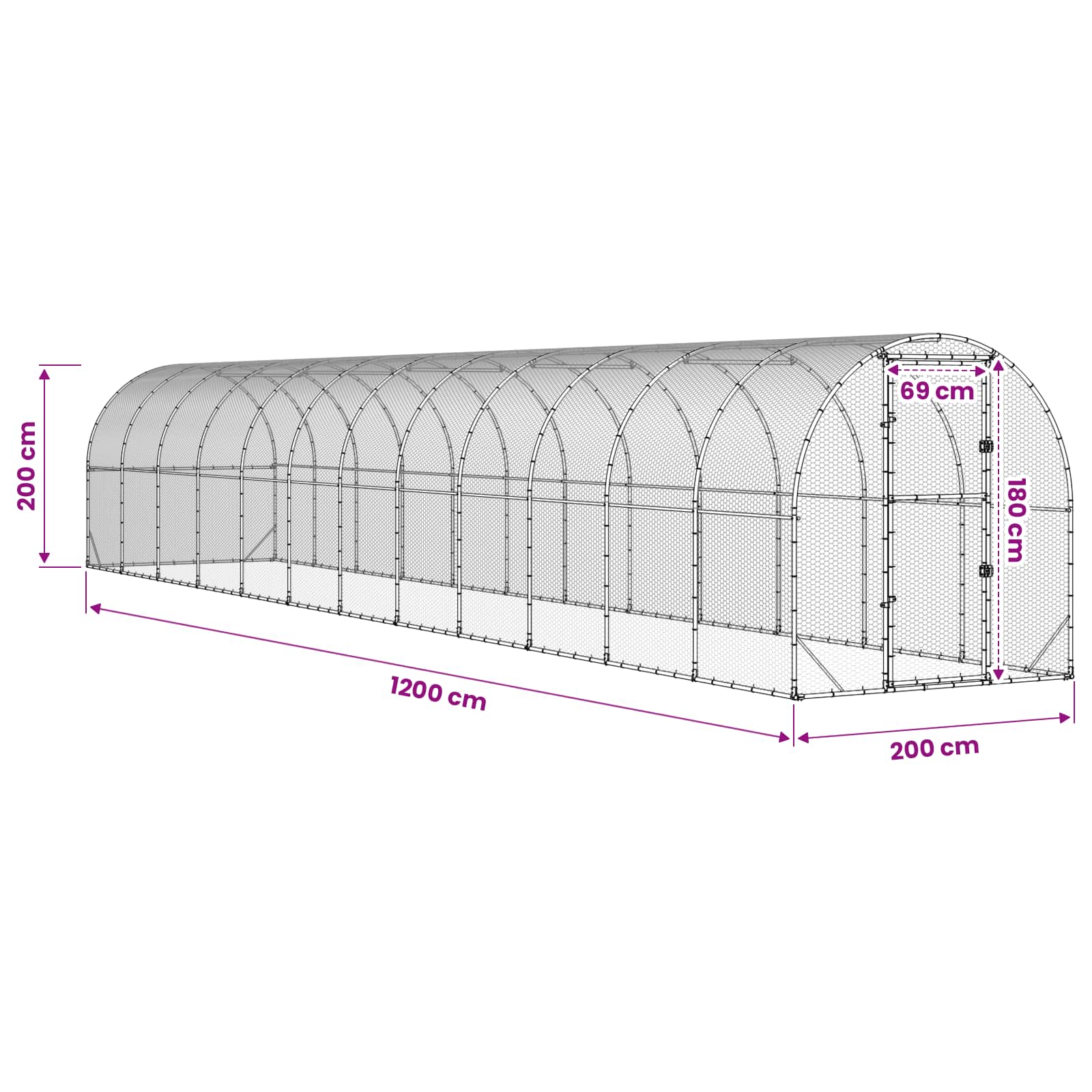 Pollaio Argento 1200 x 200 x 200 cm Acciaio zincato
