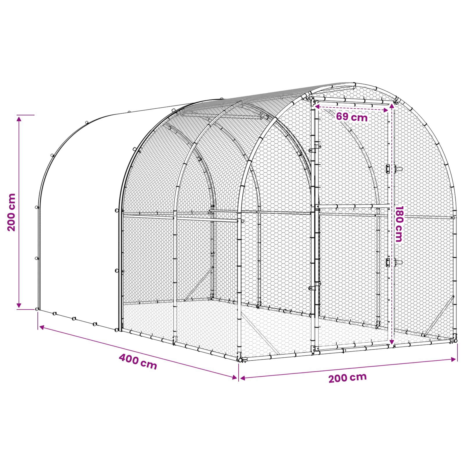 Pollaio Argento 400 x 200 x 200 cm Acciaio zincato