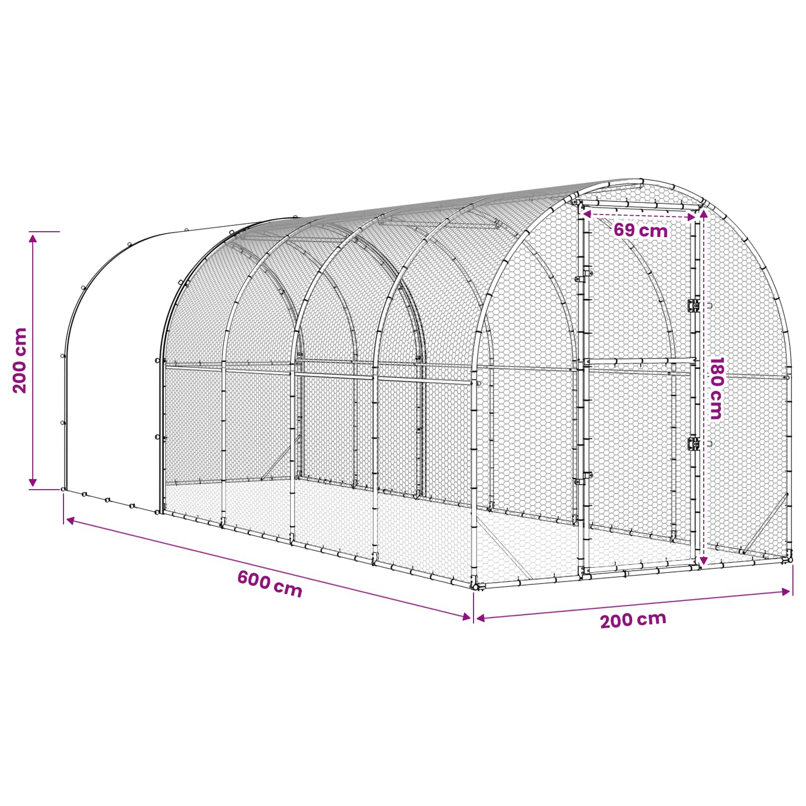 Pollaio Argento 600 x 200 x 200 cm Acciaio zincato