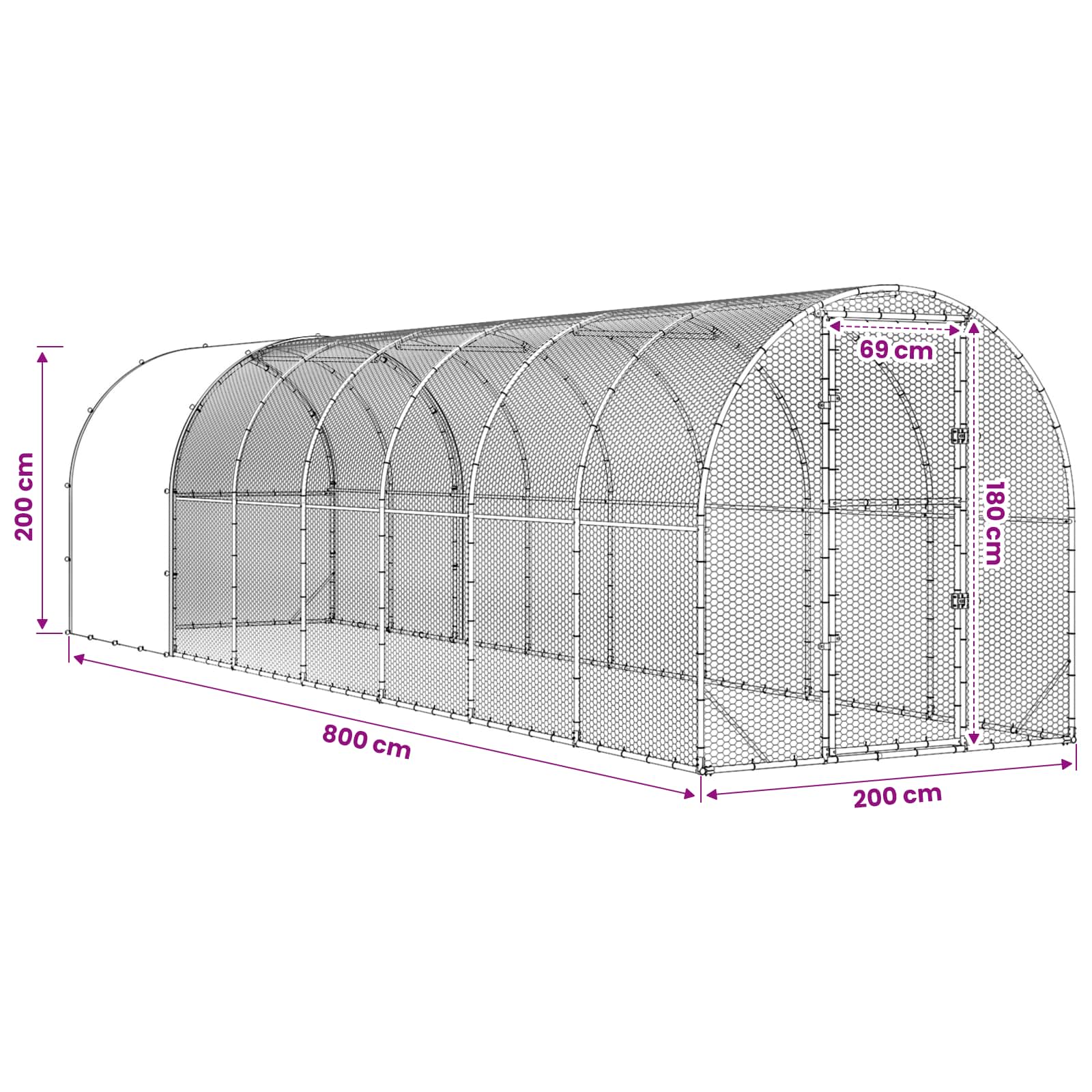 Pollaio Argento 800 x 200 x 200 cm Acciaio zincato