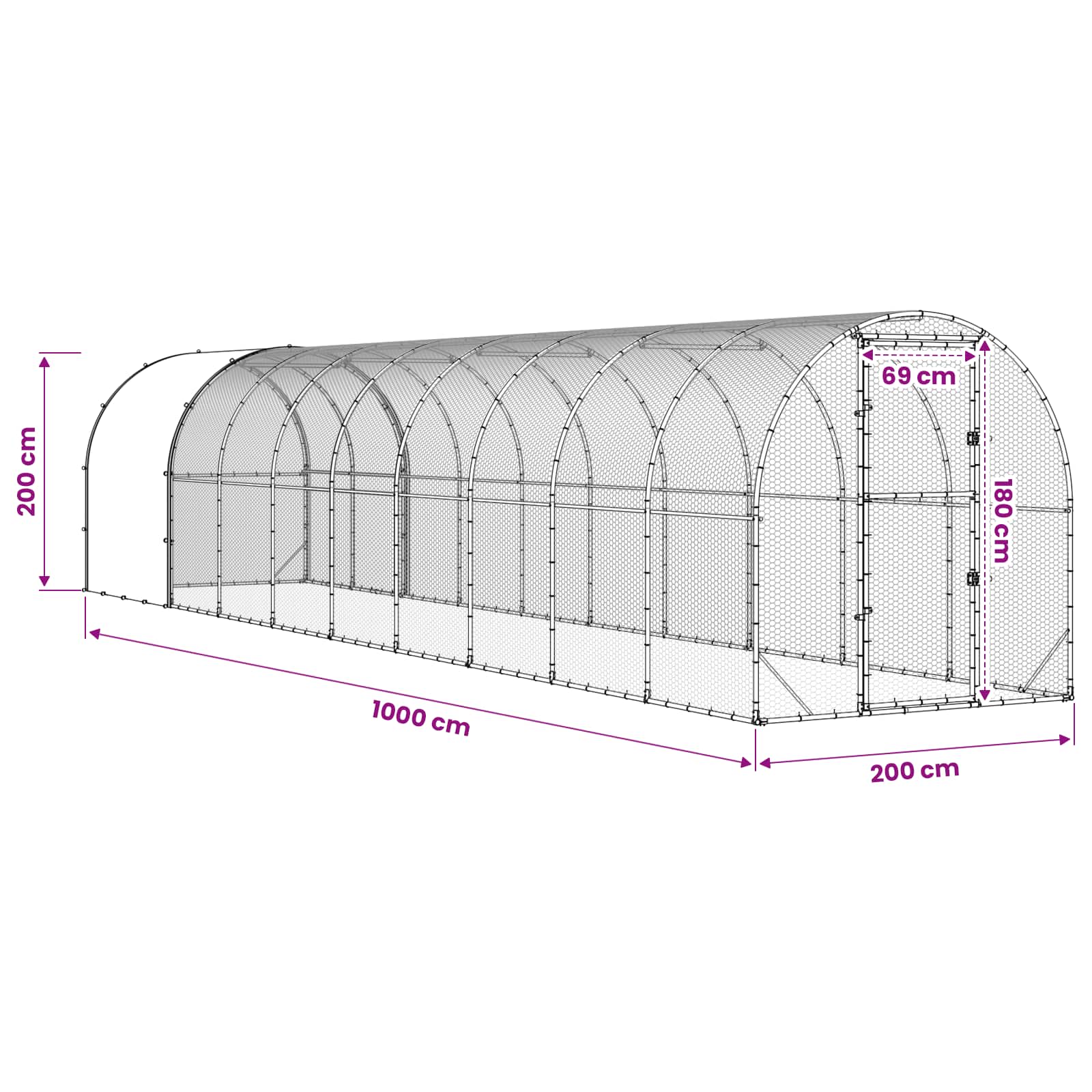 Pollaio Argento 1000 x 200 x 200 cm Acciaio zincato