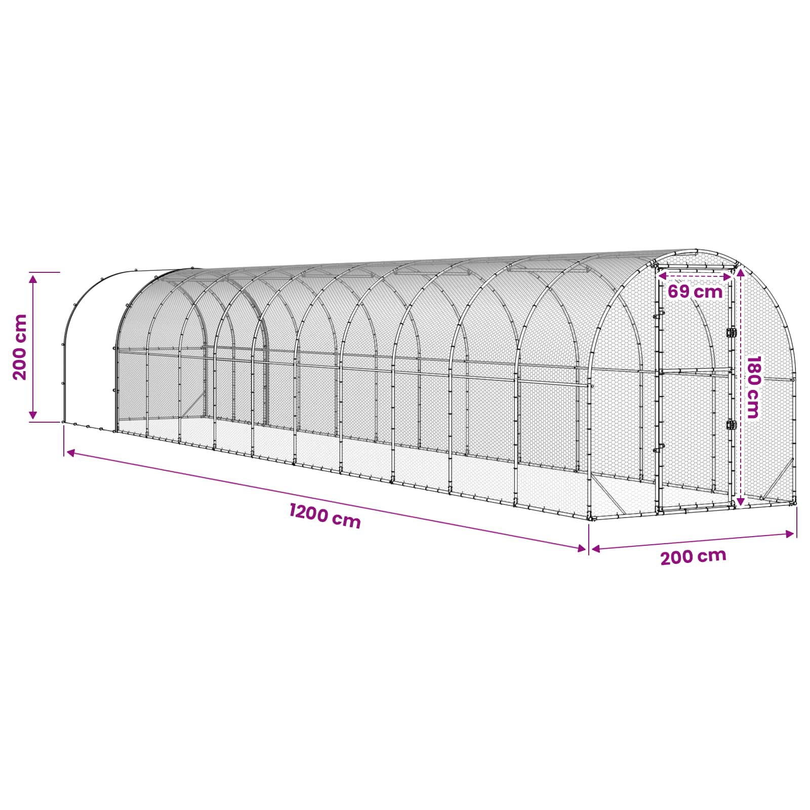 Pollaio Argento 1200 x 200 x 200 cm Acciaio zincato