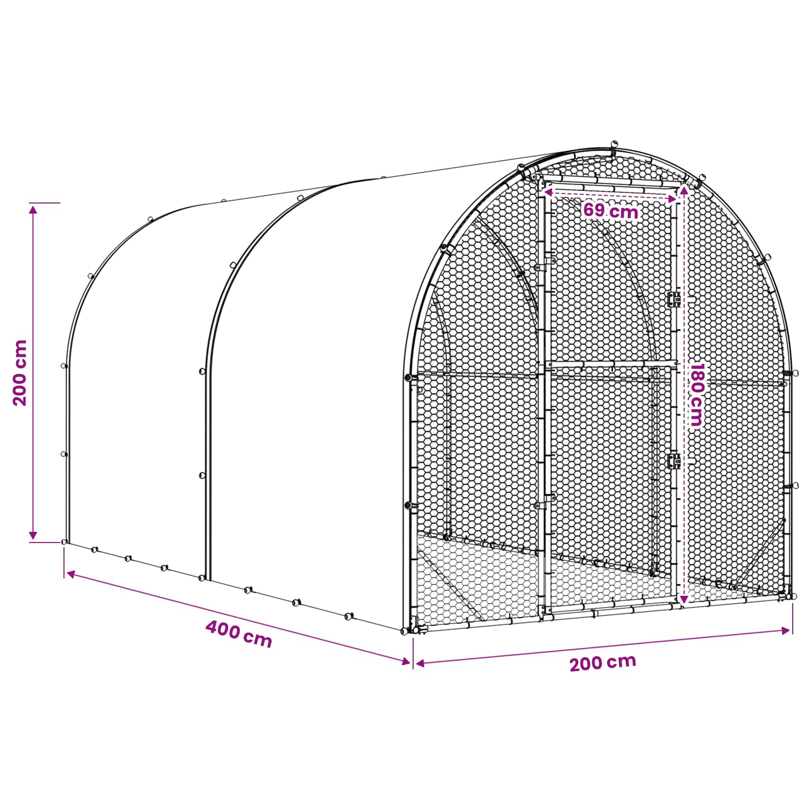 Pollaio Argento 400 x 200 x 200 cm Acciaio zincato