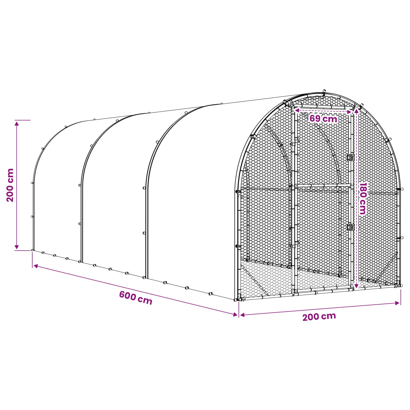 Pollaio Argento 600 x 200 x 200 cm Acciaio zincato