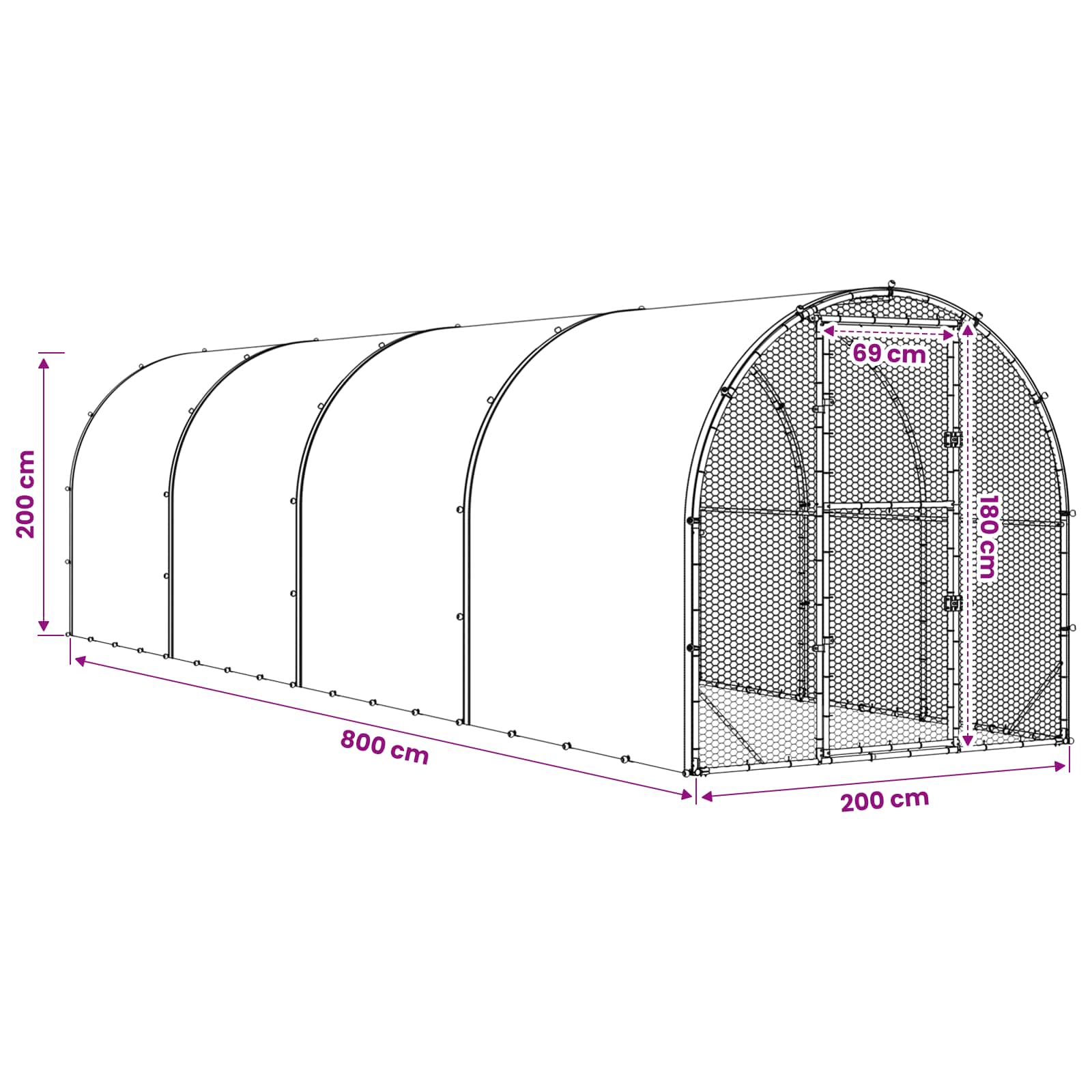 Pollaio Argento 800 x 200 x 200 cm Acciaio zincato