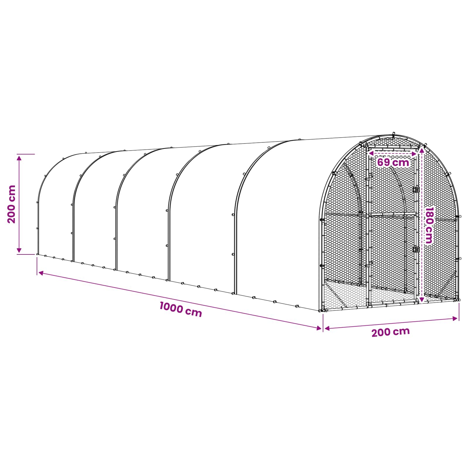 Pollaio Argento 1000 x 200 x 200 cm Acciaio zincato
