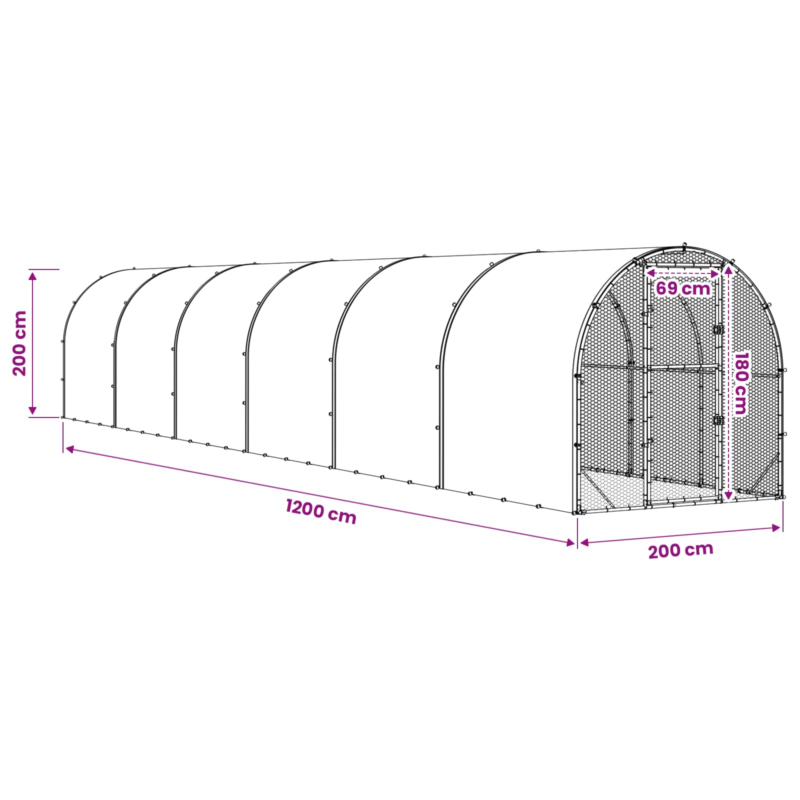 Pollaio Argento 1200 x 200 x 200 cm Acciaio zincato