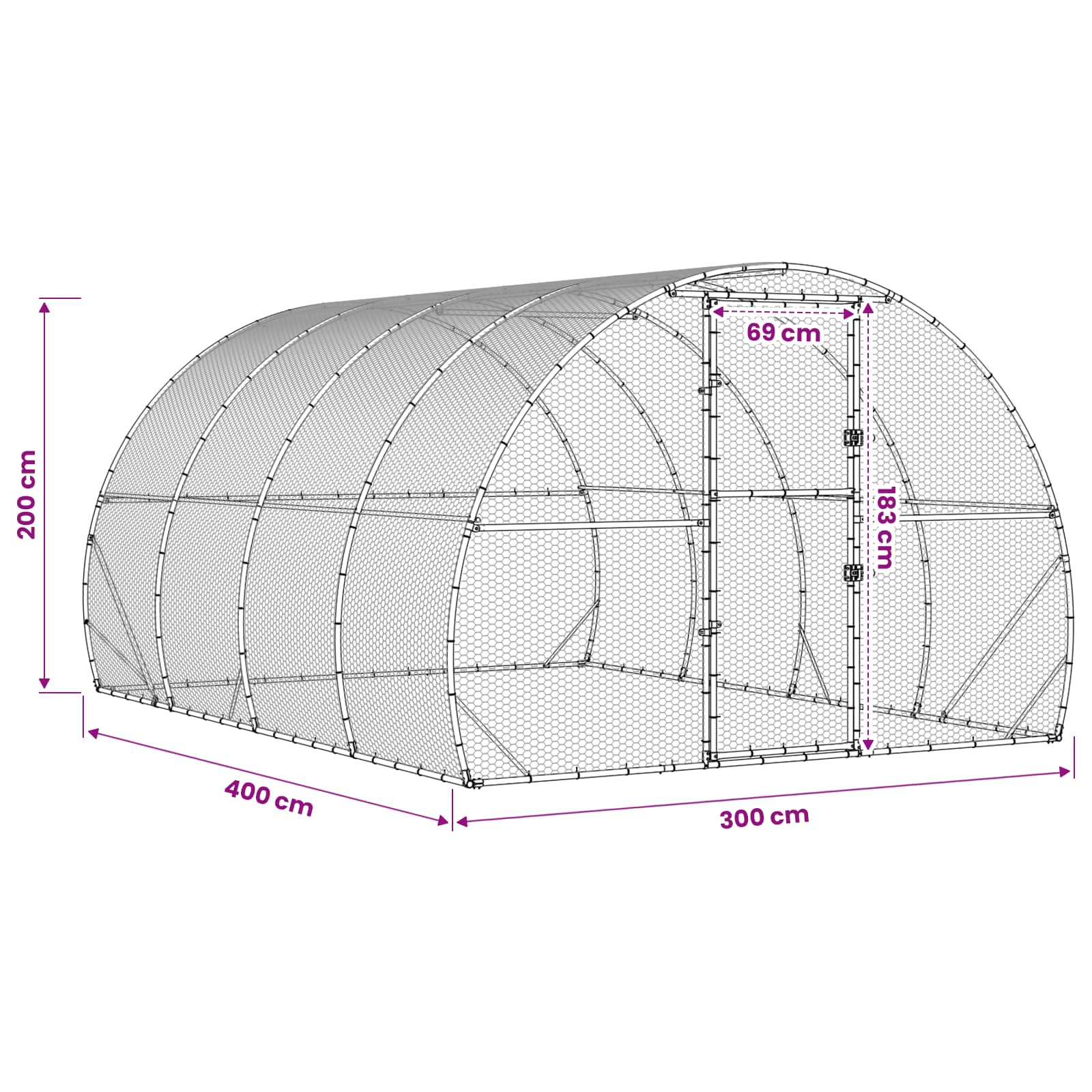 Pollaio Argento 400 x 300 x 200 cm Acciaio zincato