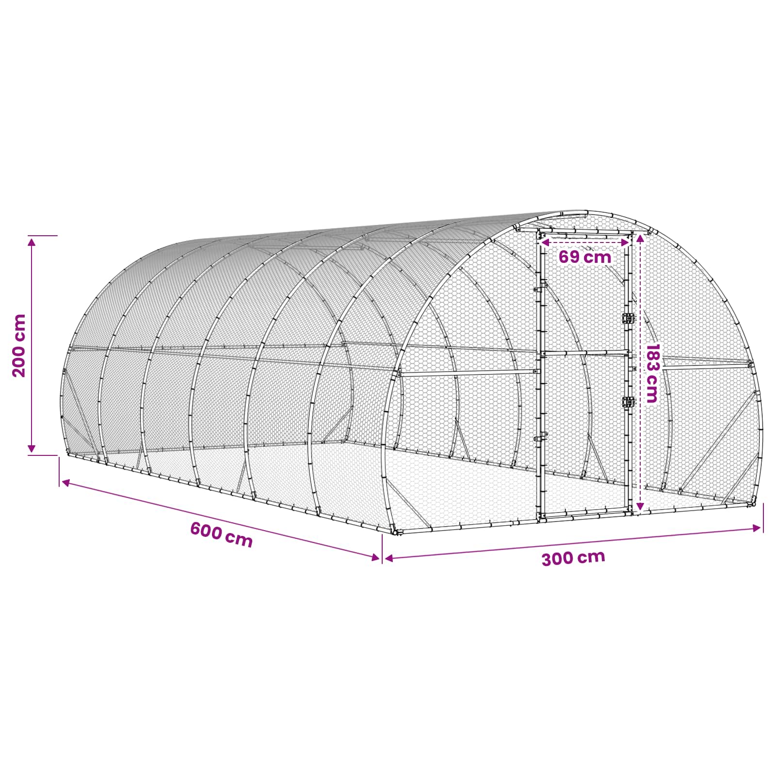 Pollaio Argento 600 x 300 x 200 cm Acciaio zincato