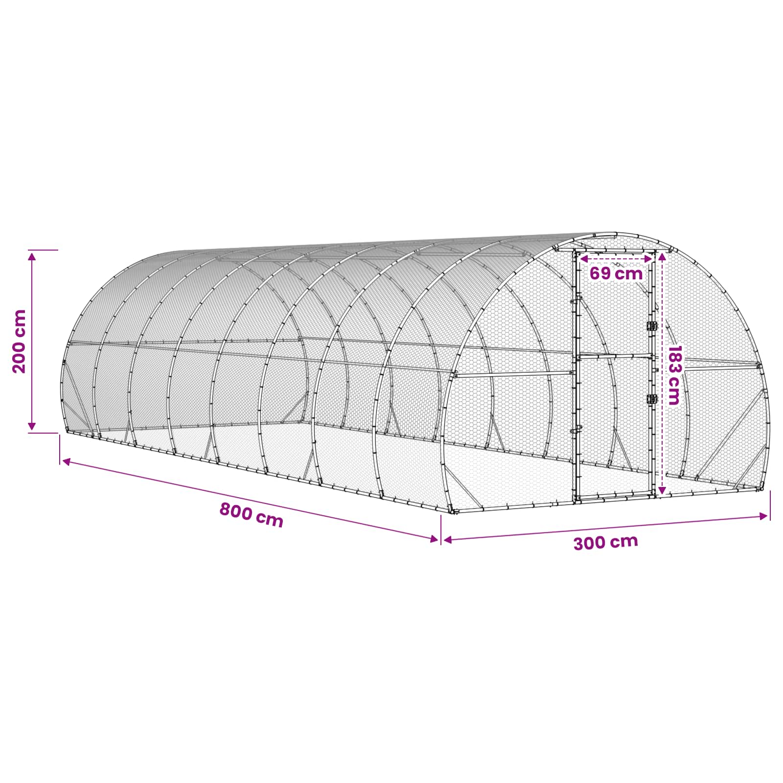 Pollaio Argento 800 x 300 x 200 cm Acciaio zincato