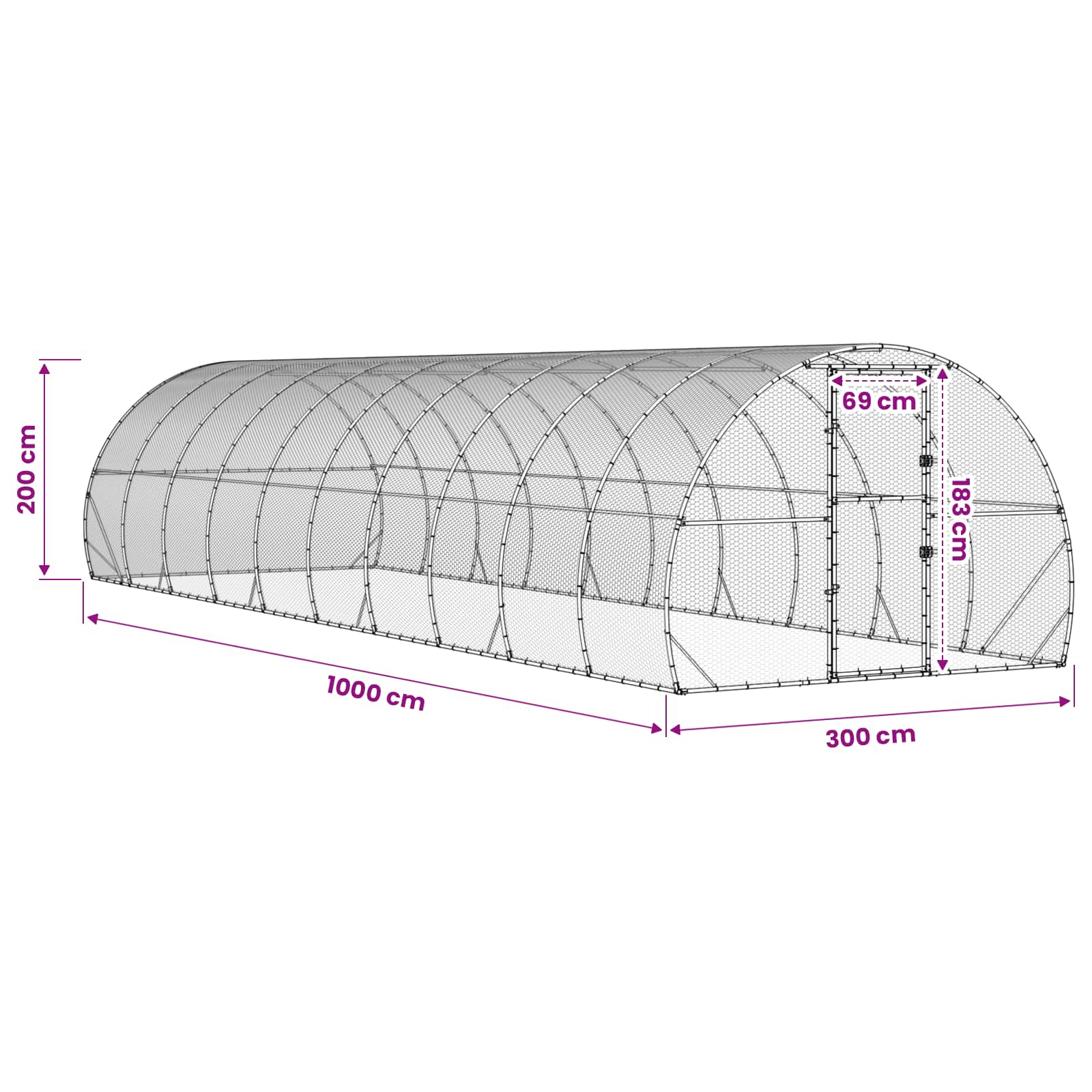 Pollaio Argento 1000 x 300 x 200 cm Acciaio zincato