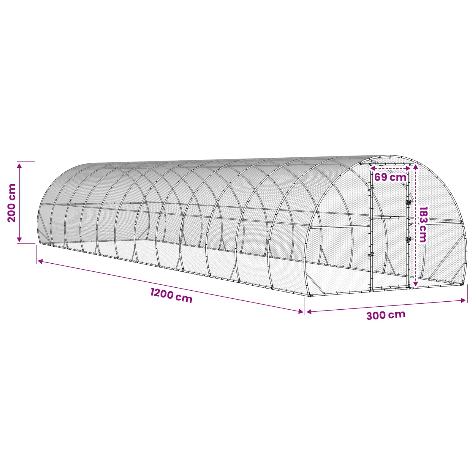 Pollaio Argento 1200 x 300 x 200 cm Acciaio zincato