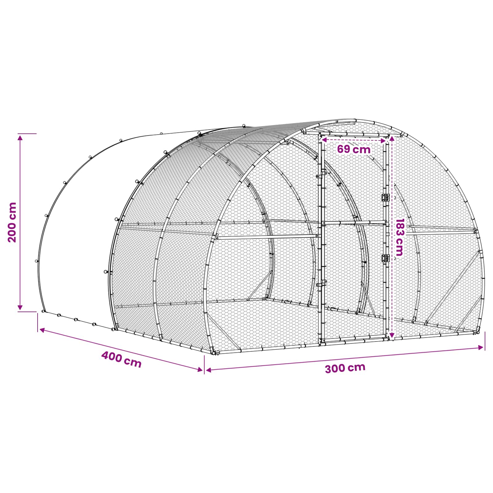 Pollaio Argento 400 x 300 x 200 cm Acciaio zincato