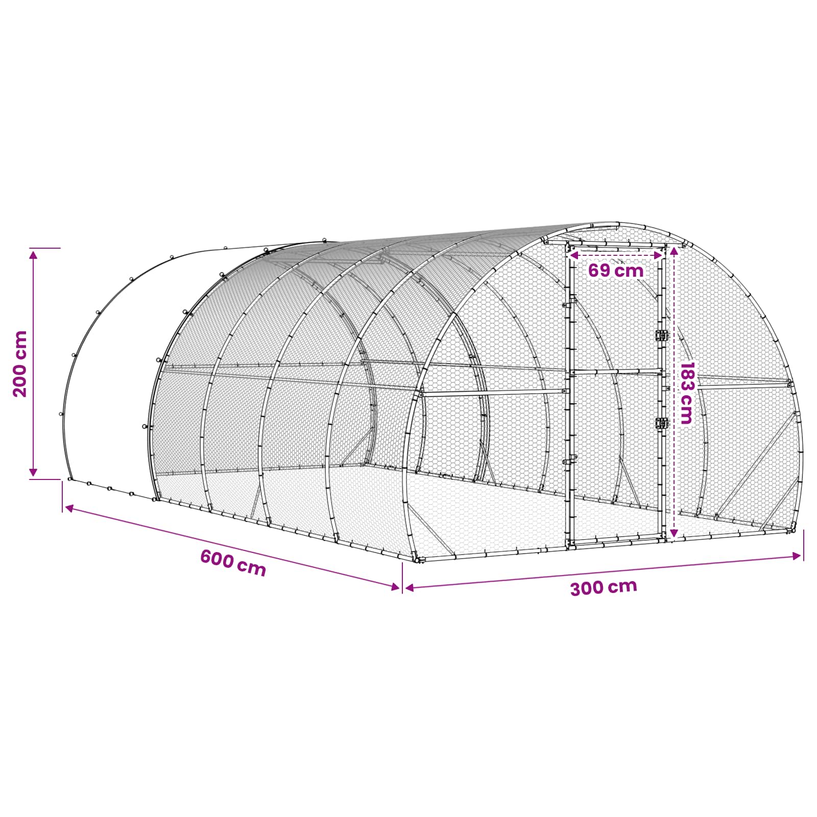 Pollaio Argento 600 x 300 x 200 cm Acciaio zincato