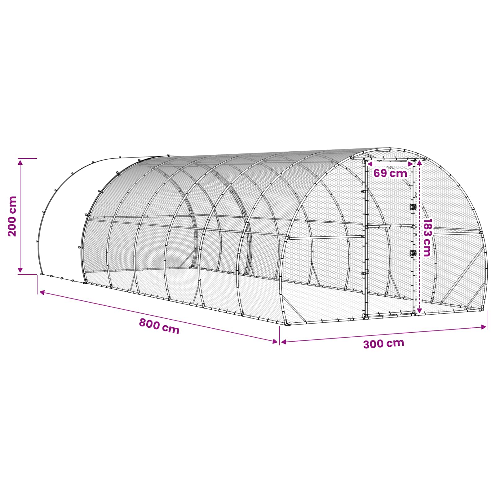 Pollaio Argento 800 x 300 x 200 cm Acciaio zincato