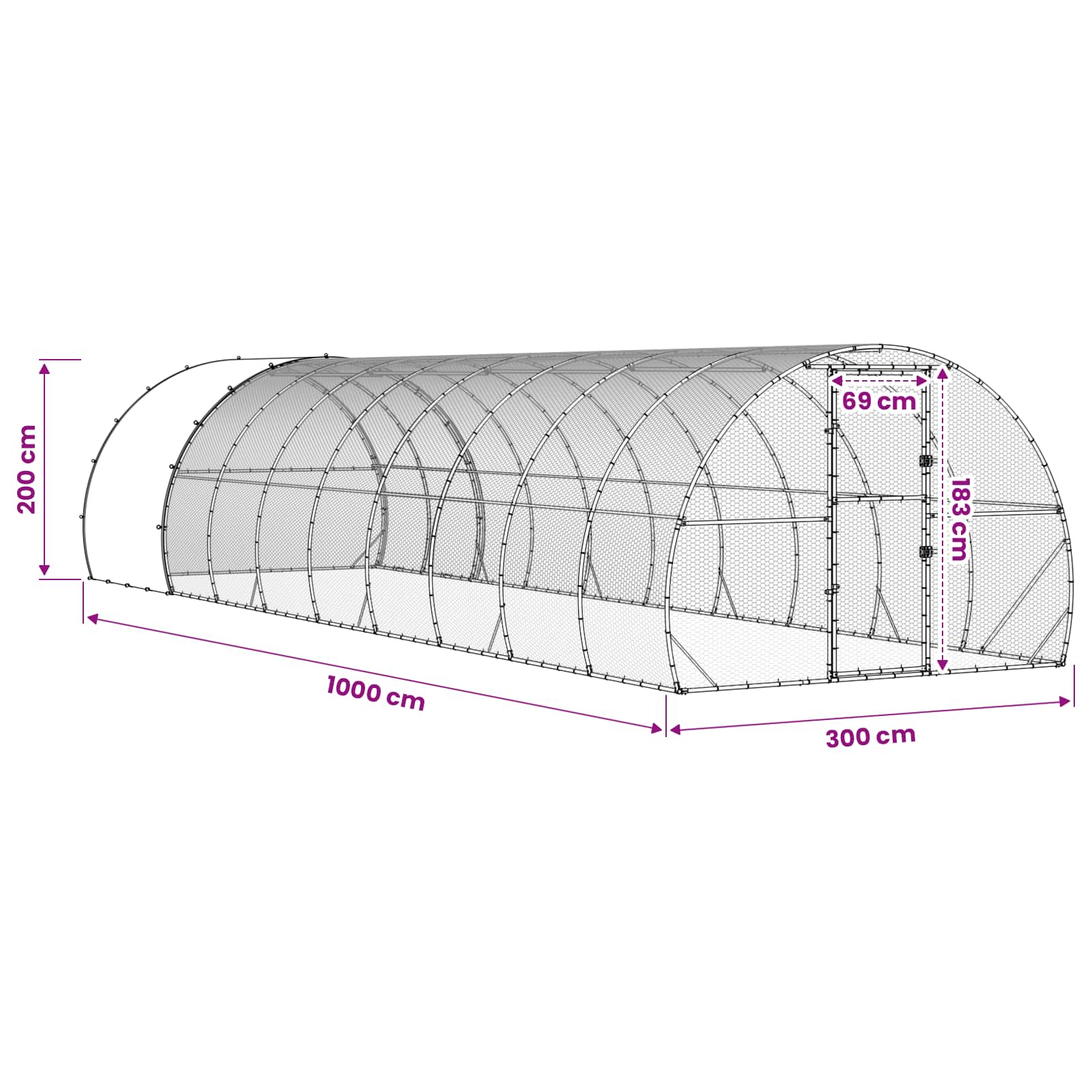 Pollaio Argento 1000 x 300 x 200 cm Acciaio zincato