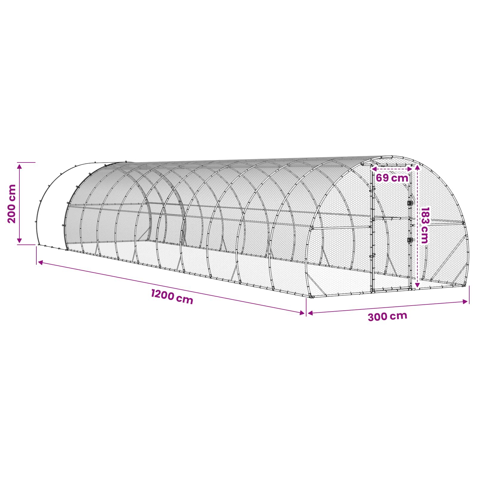 Pollaio Argento 1200 x 300 x 200 cm Acciaio zincato