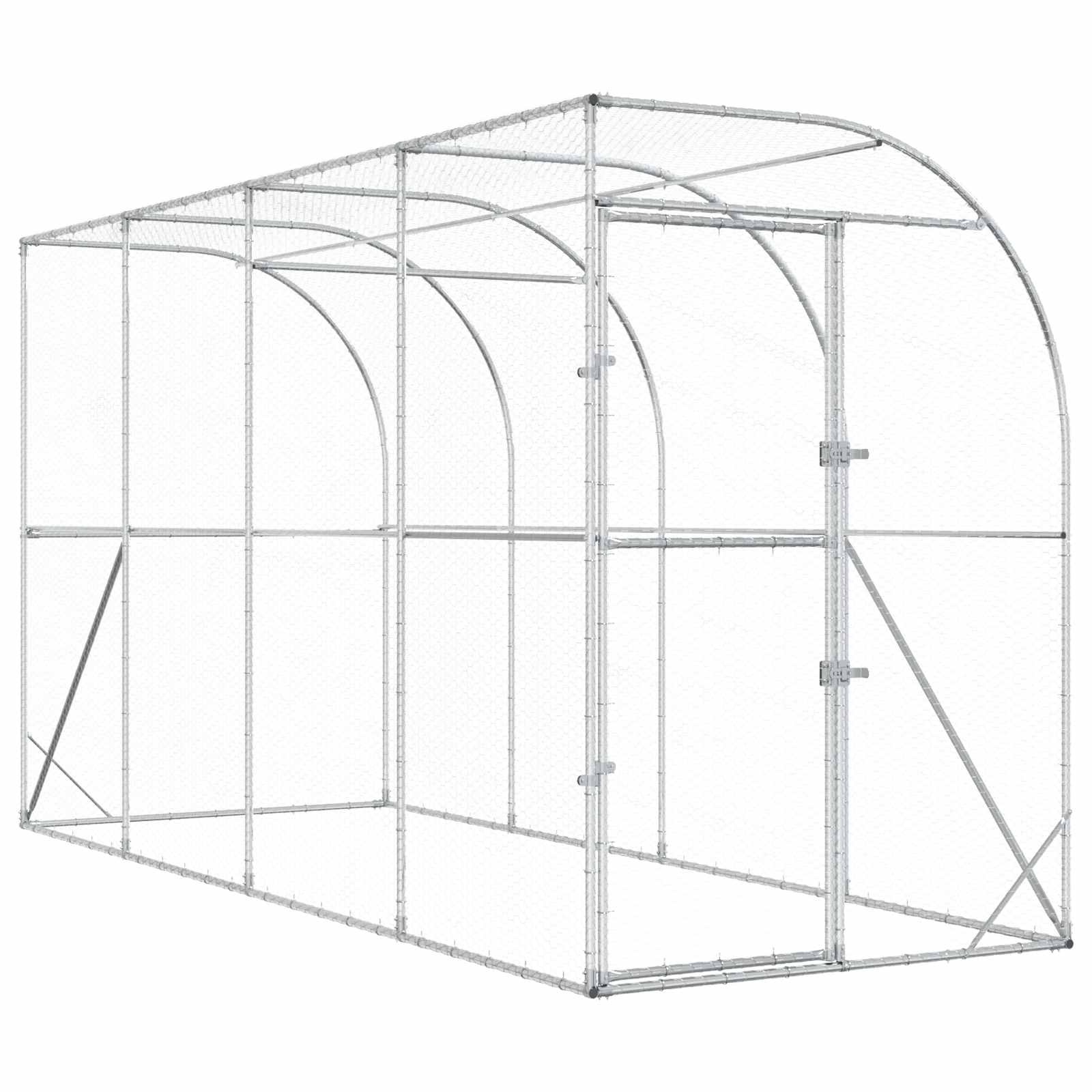 Gabbia per Polli Contro il Muro Argento 600 x 150 x 215 cm