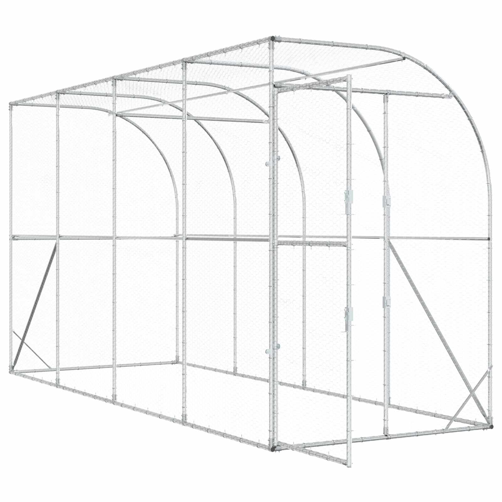Gabbia per Polli Contro il Muro Argento 600 x 150 x 215 cm