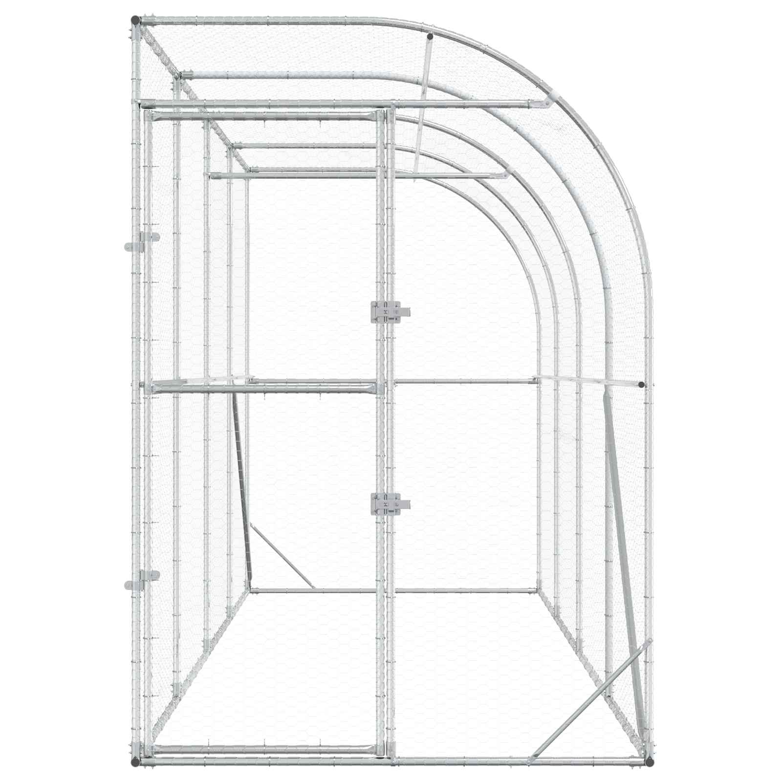 Gabbia per Polli Contro il Muro Argento 600 x 150 x 215 cm