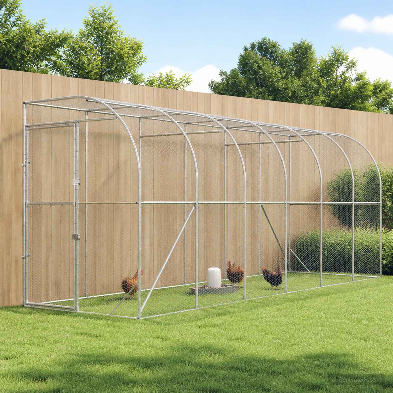Gabbia per Polli Contro il Muro Argento 600 x 150 x 215 cm