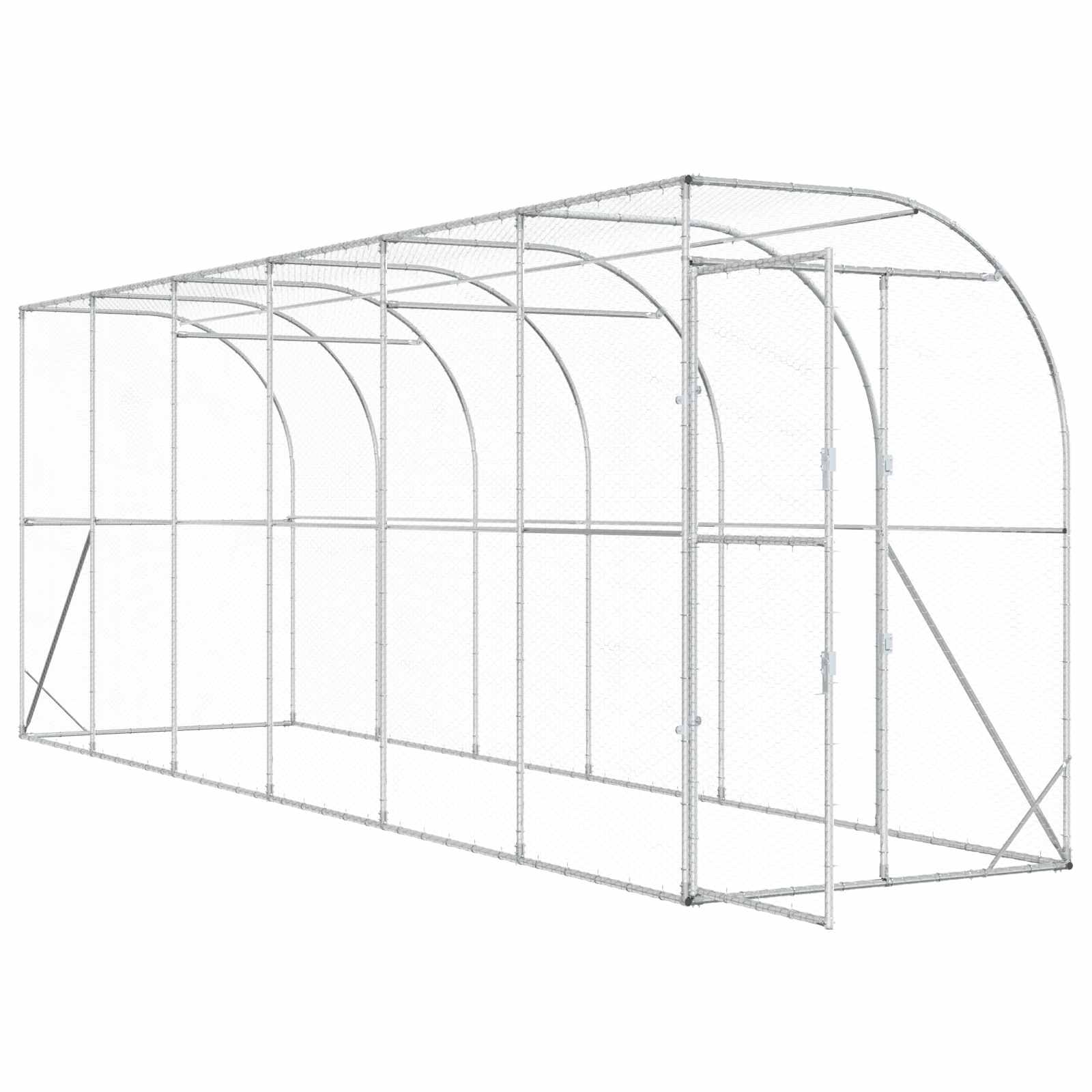 Gabbia per Polli Contro il Muro Argento 600 x 150 x 215 cm