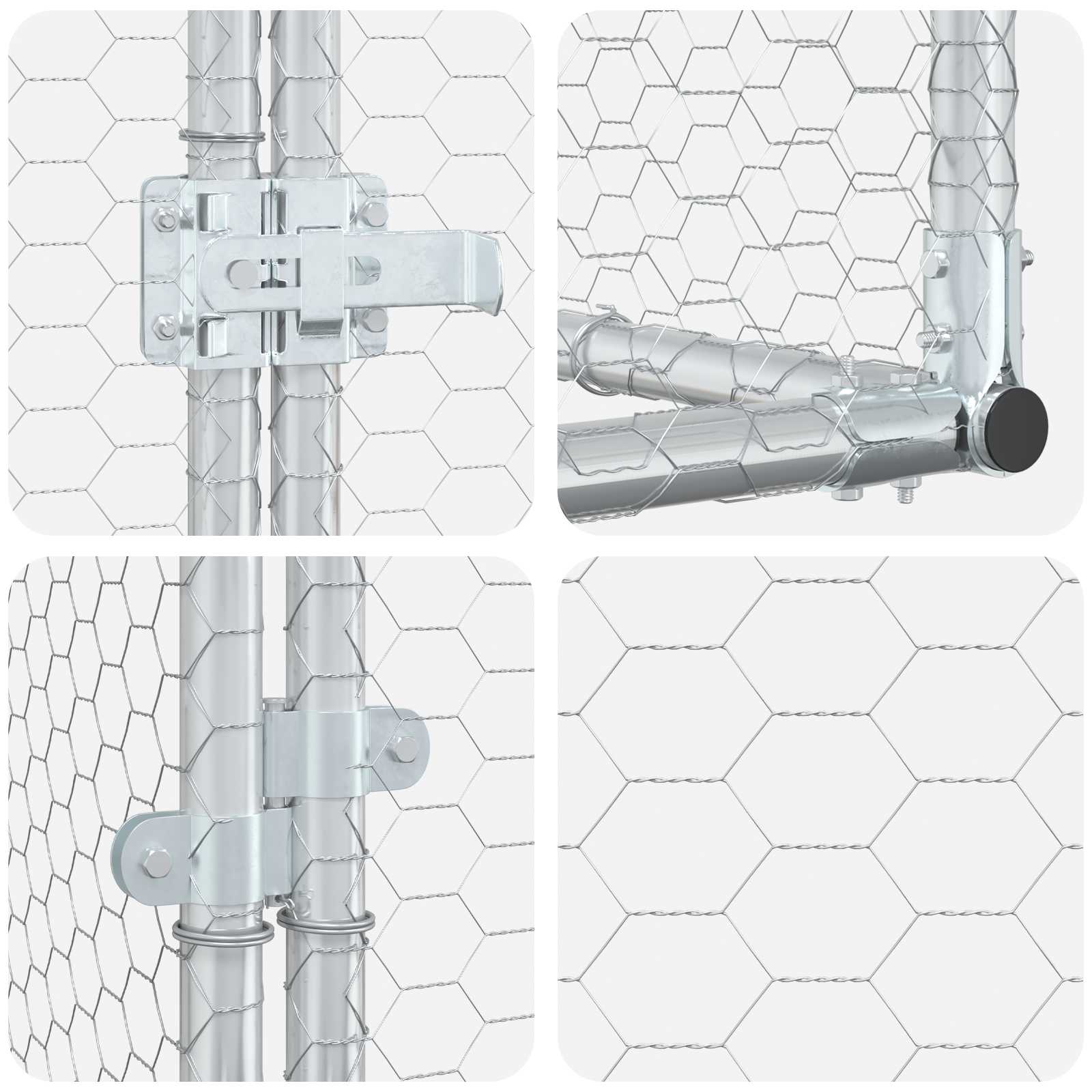 Gabbia per Polli Contro il Muro Argento 600 x 150 x 215 cm