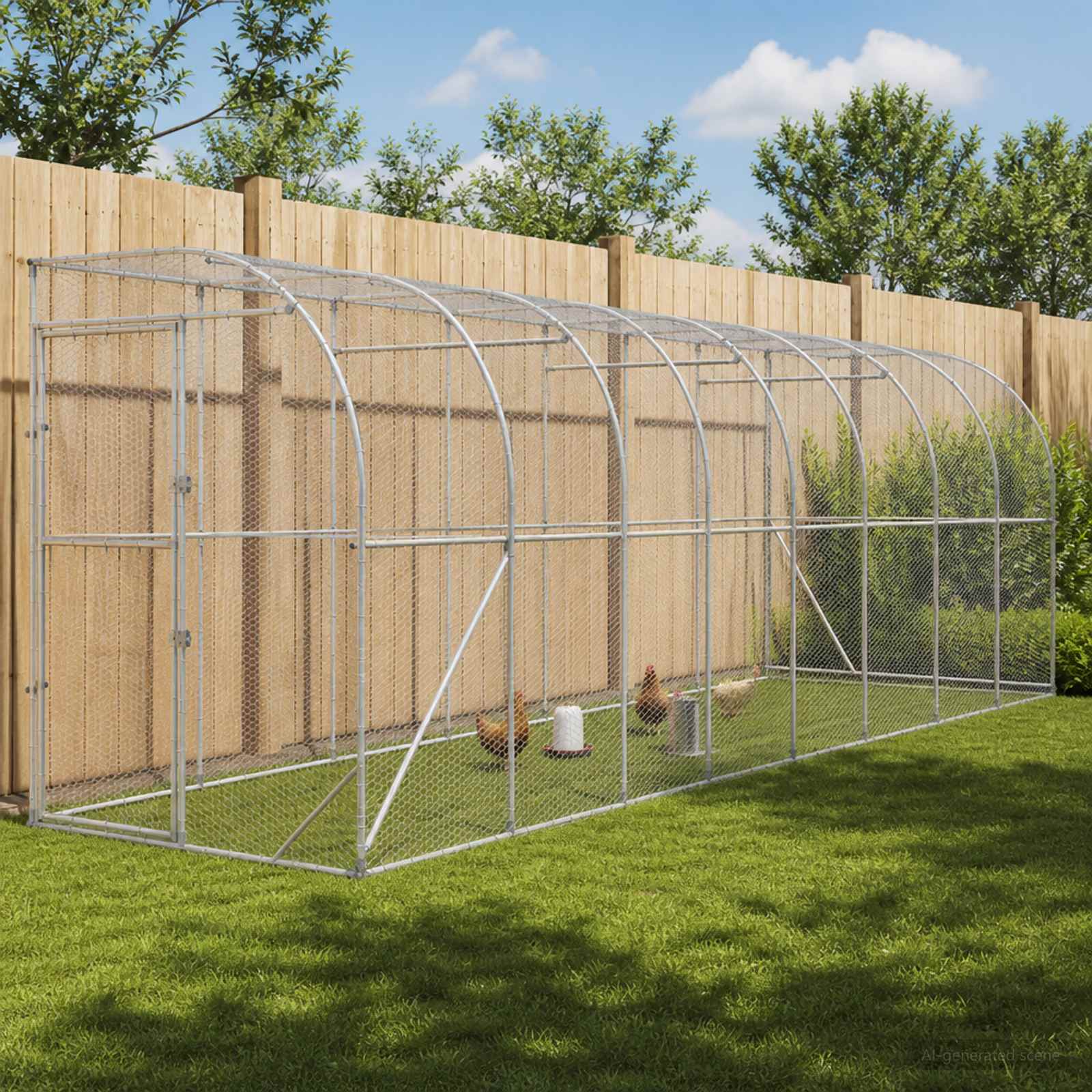 Gabbia per Polli Contro il Muro Argento 600 x 150 x 215 cm